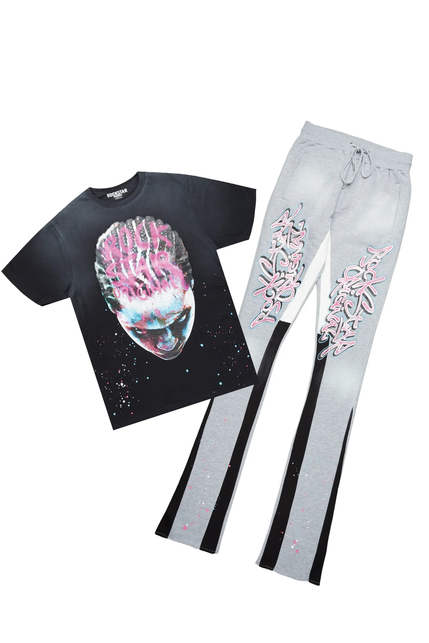 Weave Black/Grey T-Shirt Super Stacked Flare Track Set