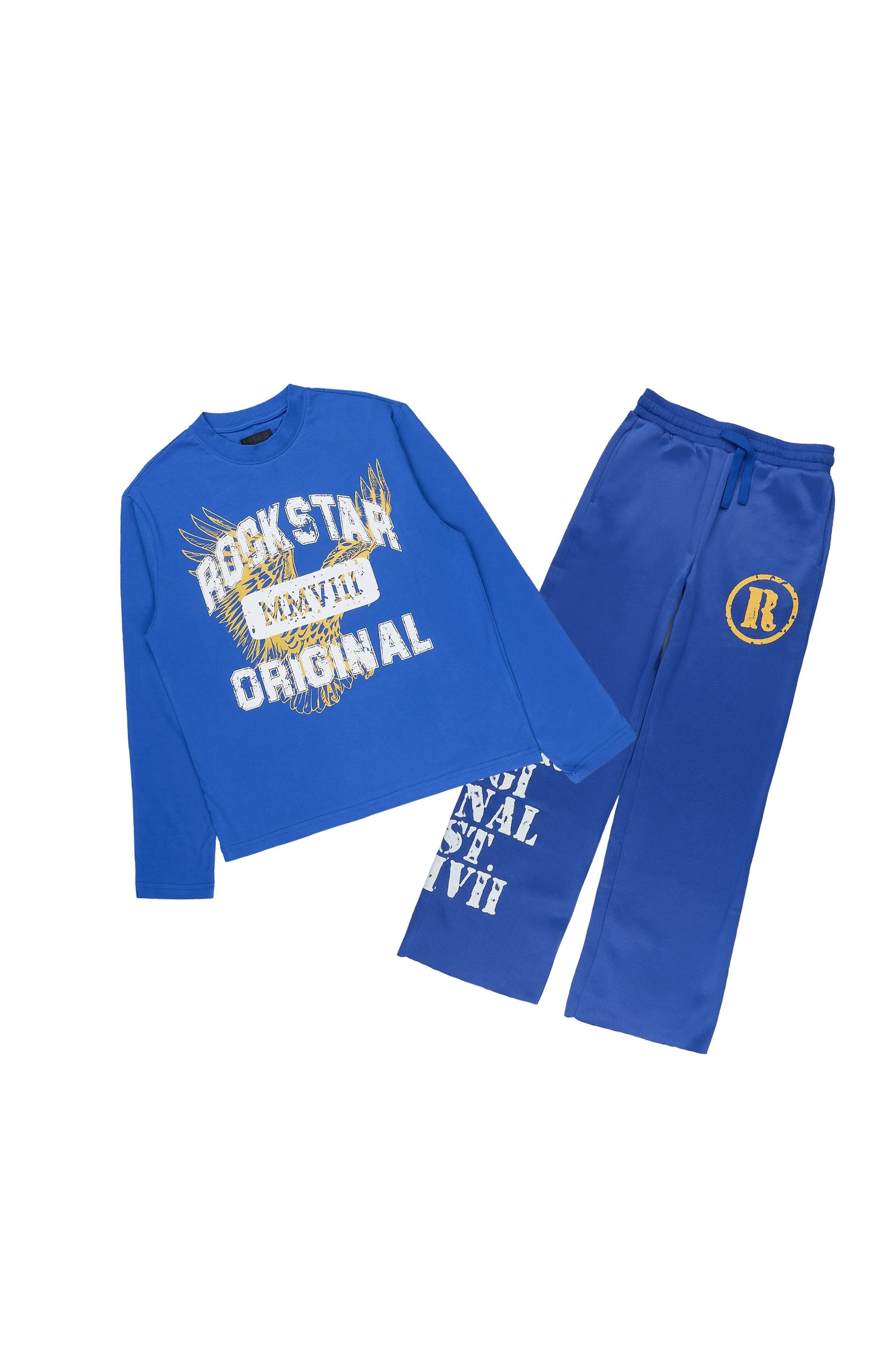 Boys Borya Royal/Yellow Long Sleeve T-Shirt Track Set