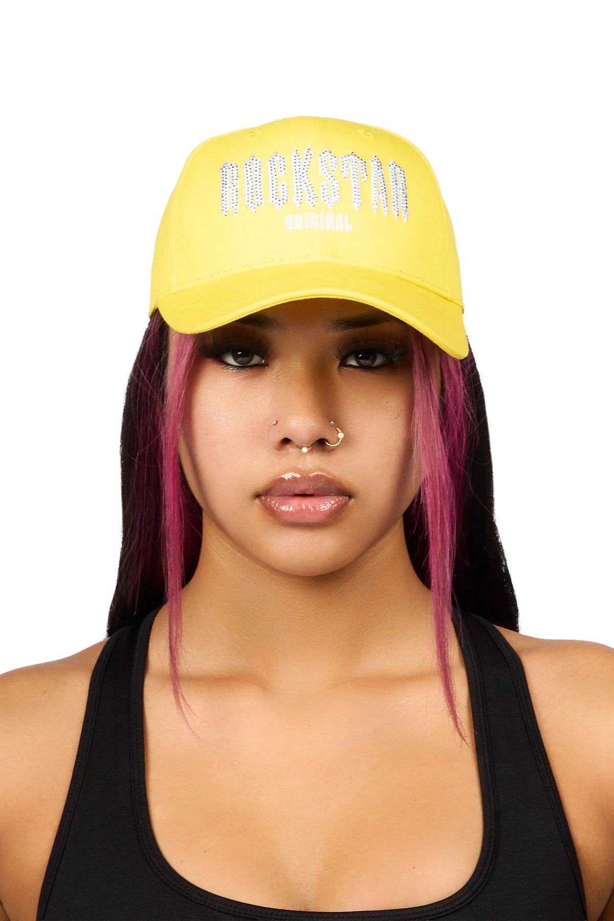 Tabrishia Yellow Rhinestone Trucker Hat