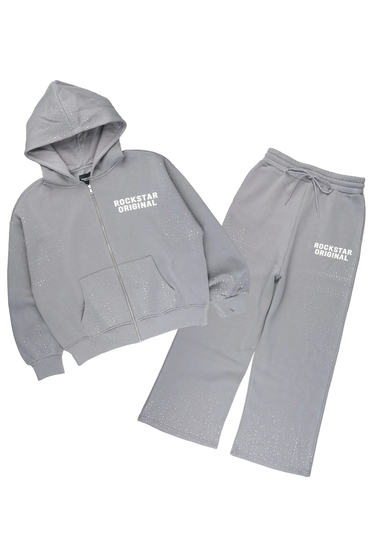 Eoghan Charcoal Rhinestone Hoodie/Baggy Pant Track Set