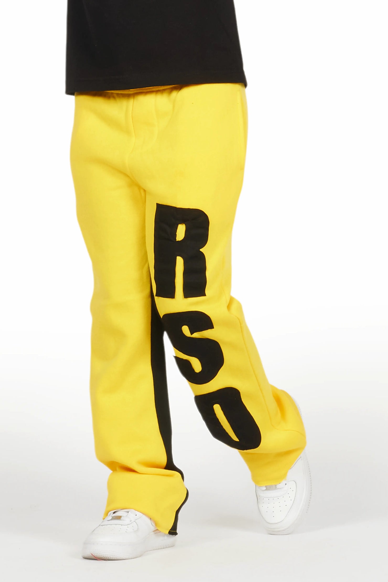 Boys Uko Yellow Stacked Baggy Flare Pant