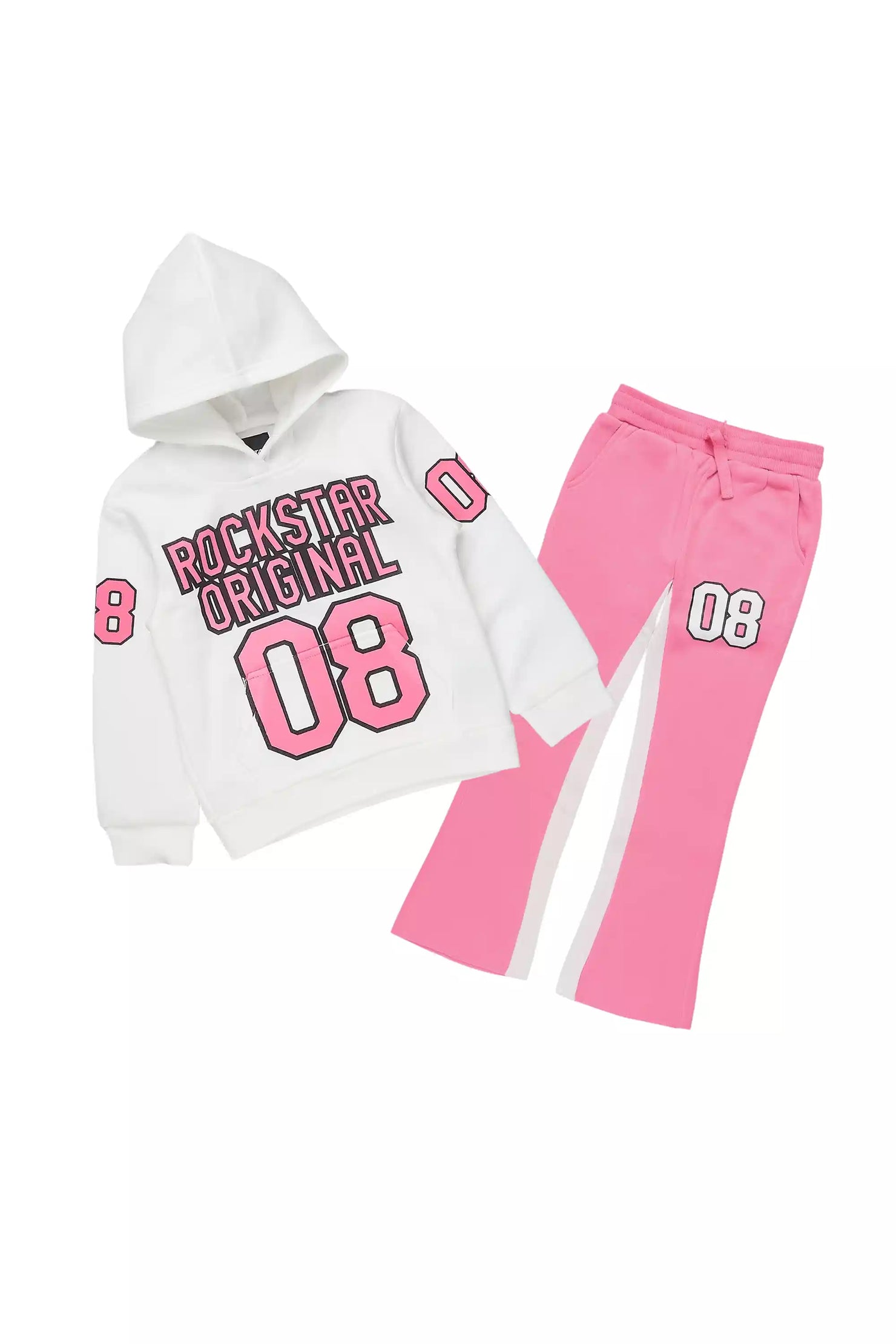 Girls Gaiea White/Pink Jersey Stacked Track Set
