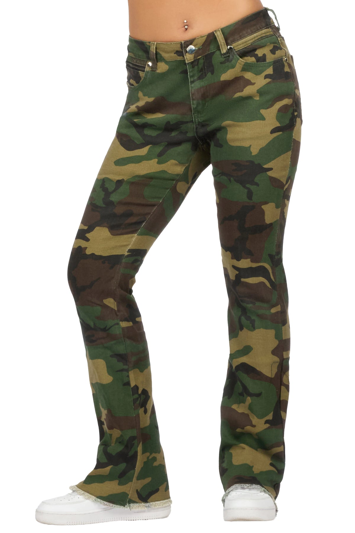 Tiriea Camo Low Rise Stretch Bootcut Jean