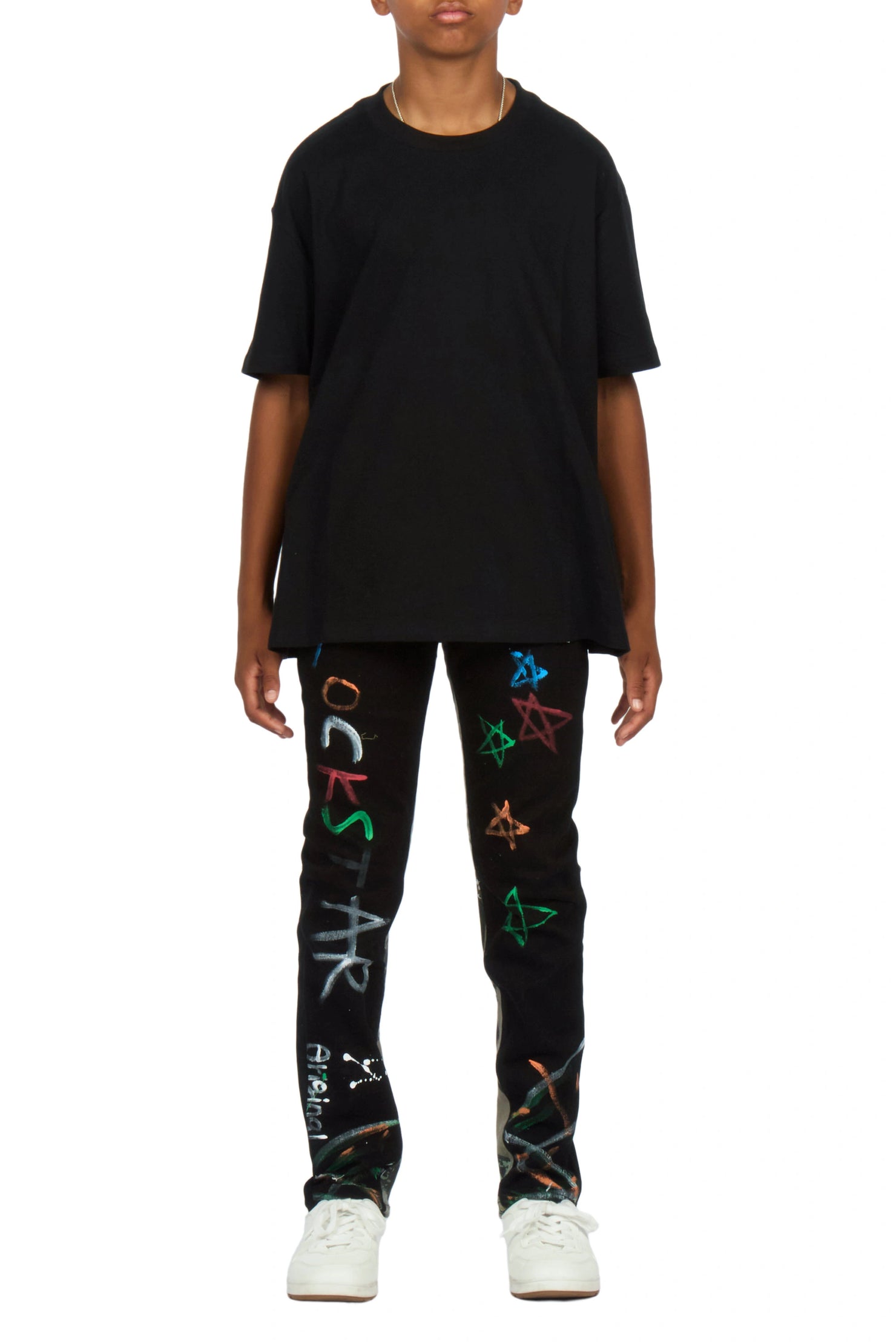 Boys Strass Black Painted Slim Jean