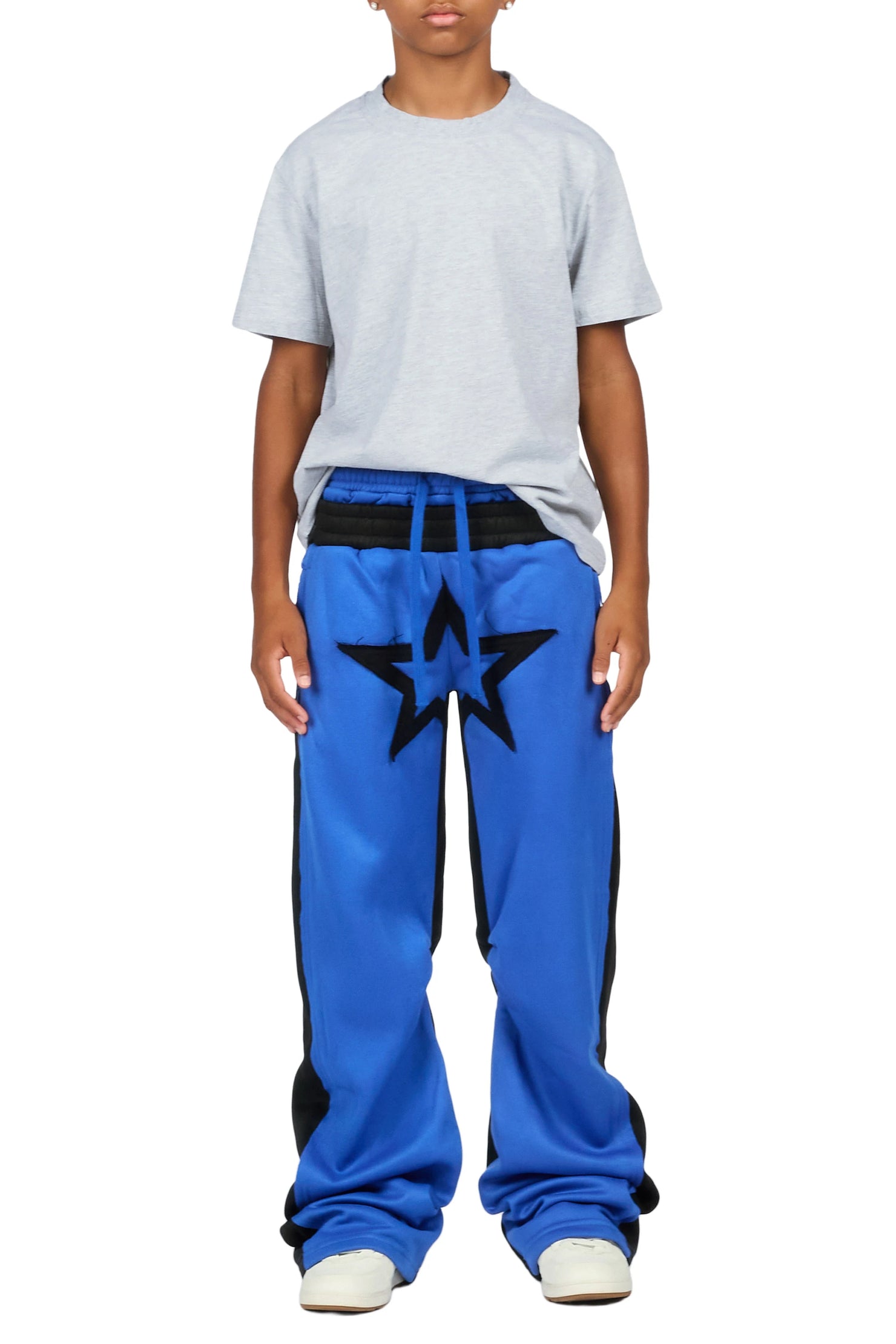 Boys Canaan Black/Royal Double Waisted Baggy Track Pant