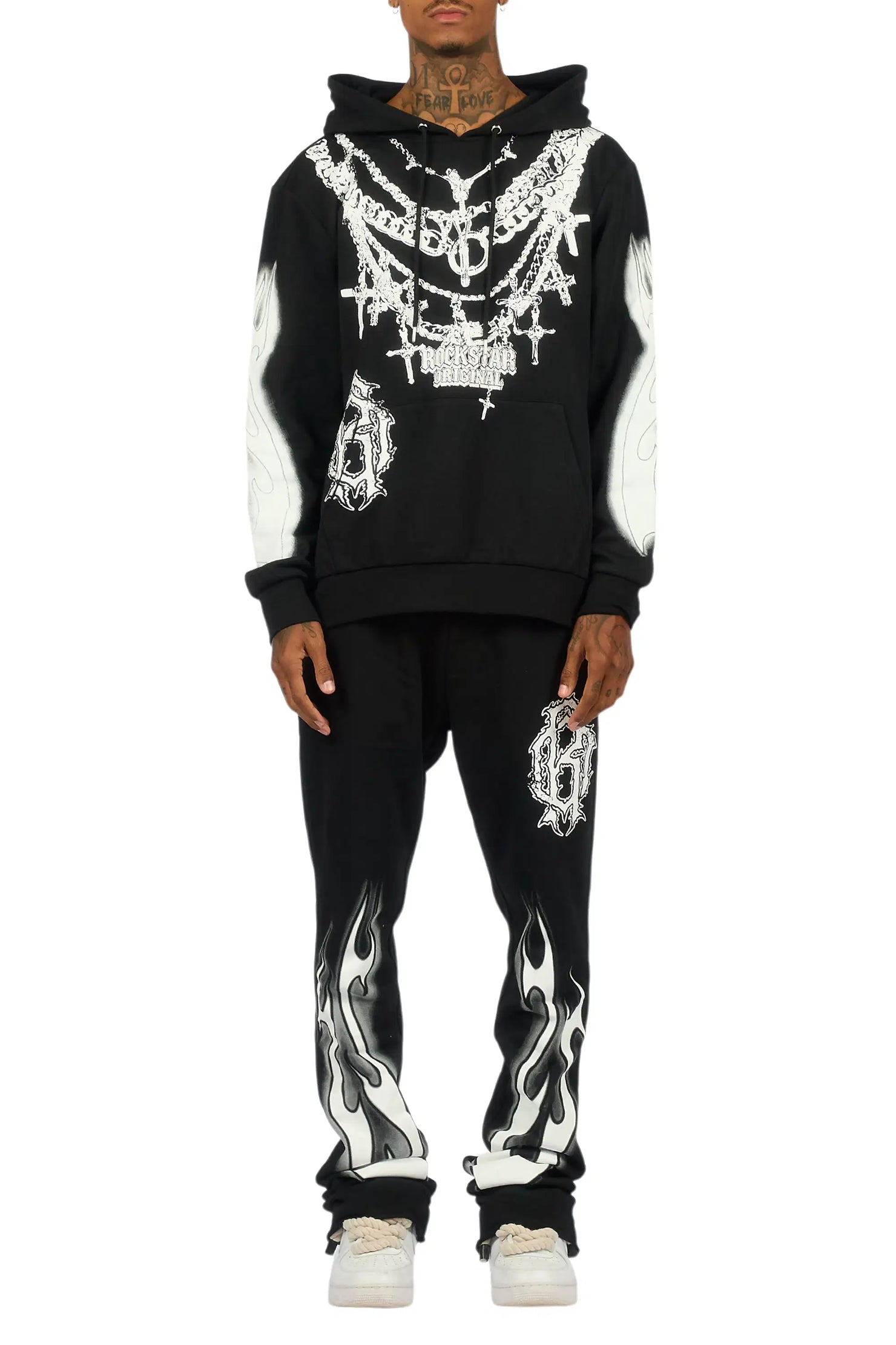 Nyro Black Hoodie/Stacked Pant Track Set