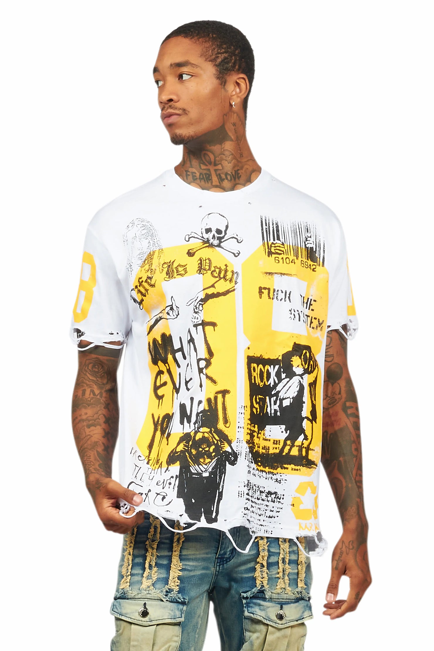 Grill White/Yellow Graphic Oversized T-Shirt