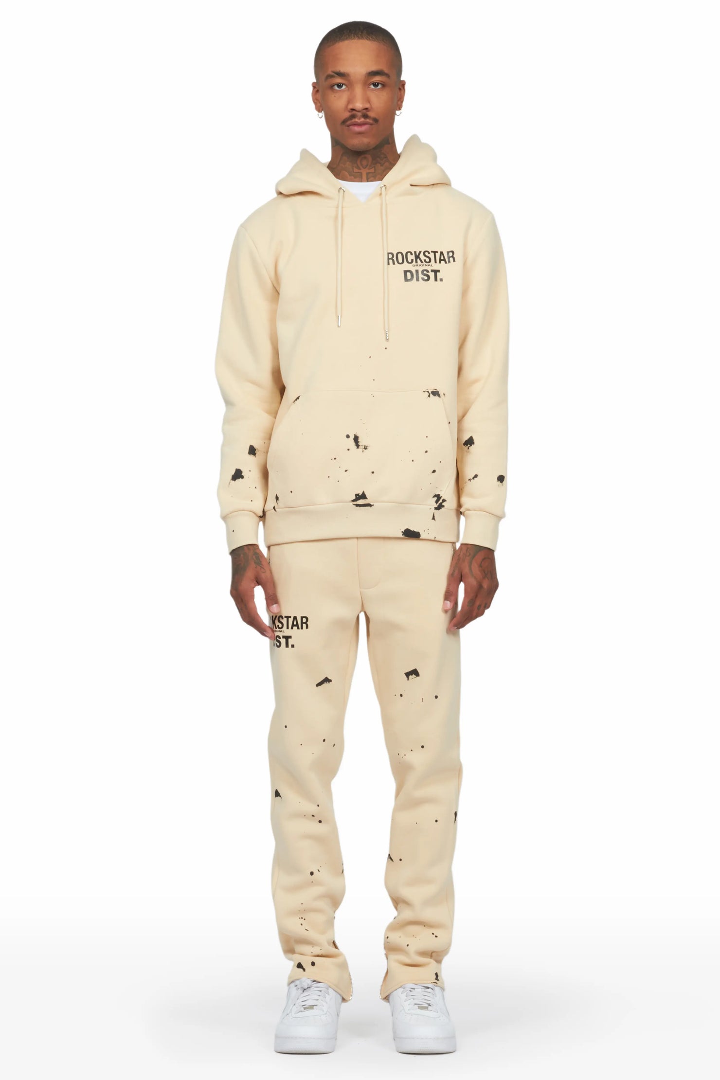 Raffer Beige Slim Fit Track Set