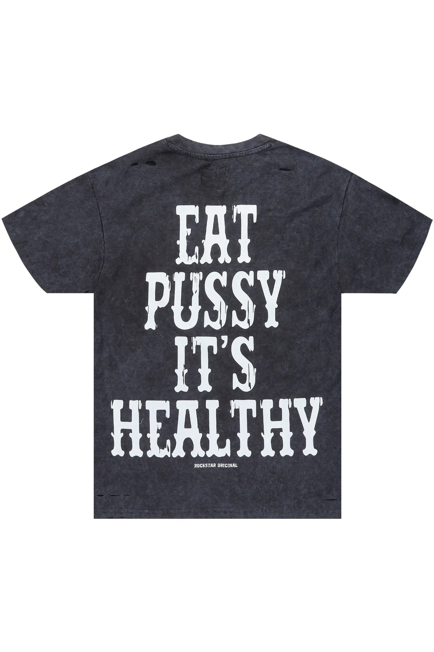 Posse Vintage Black Distressed Oversized T-Shirt