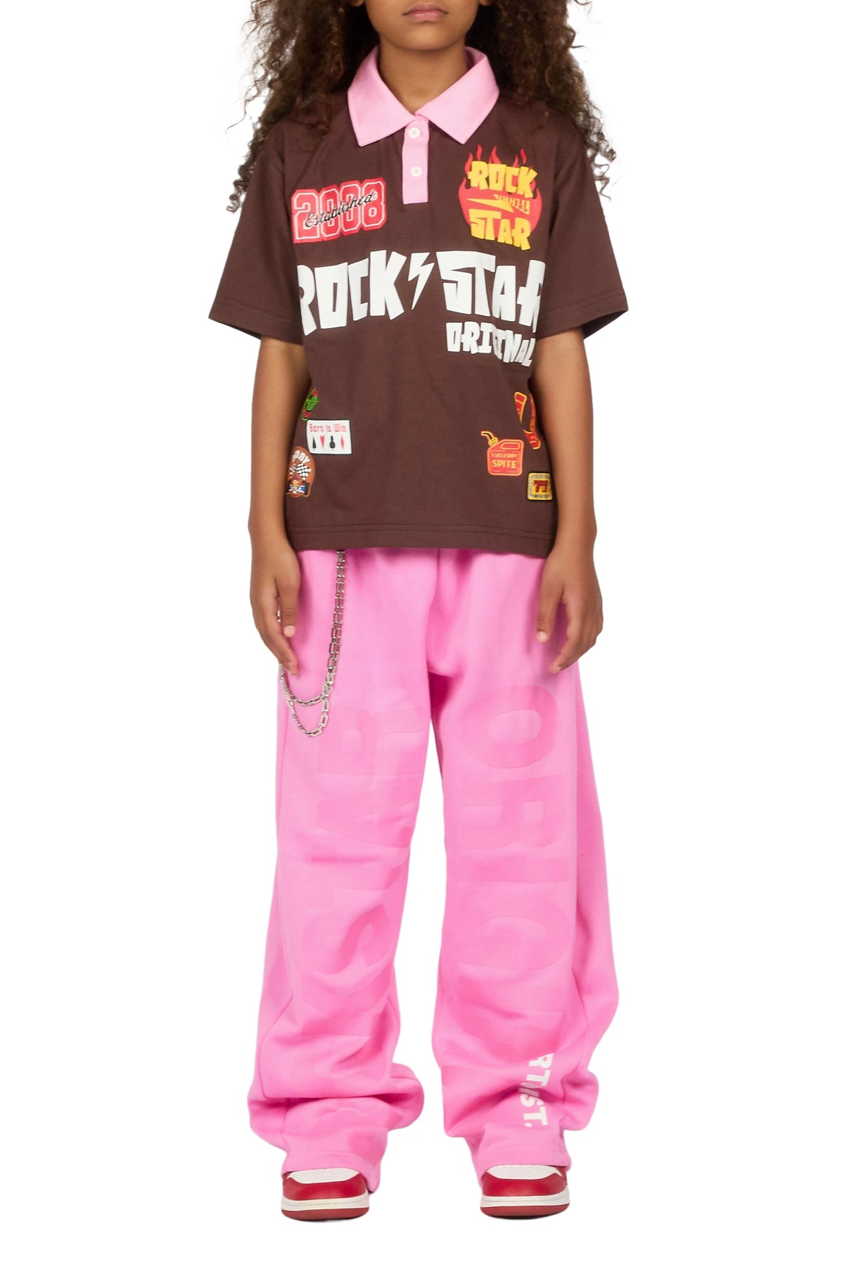 Girls Stachia Pink Super Baggy Track Pant