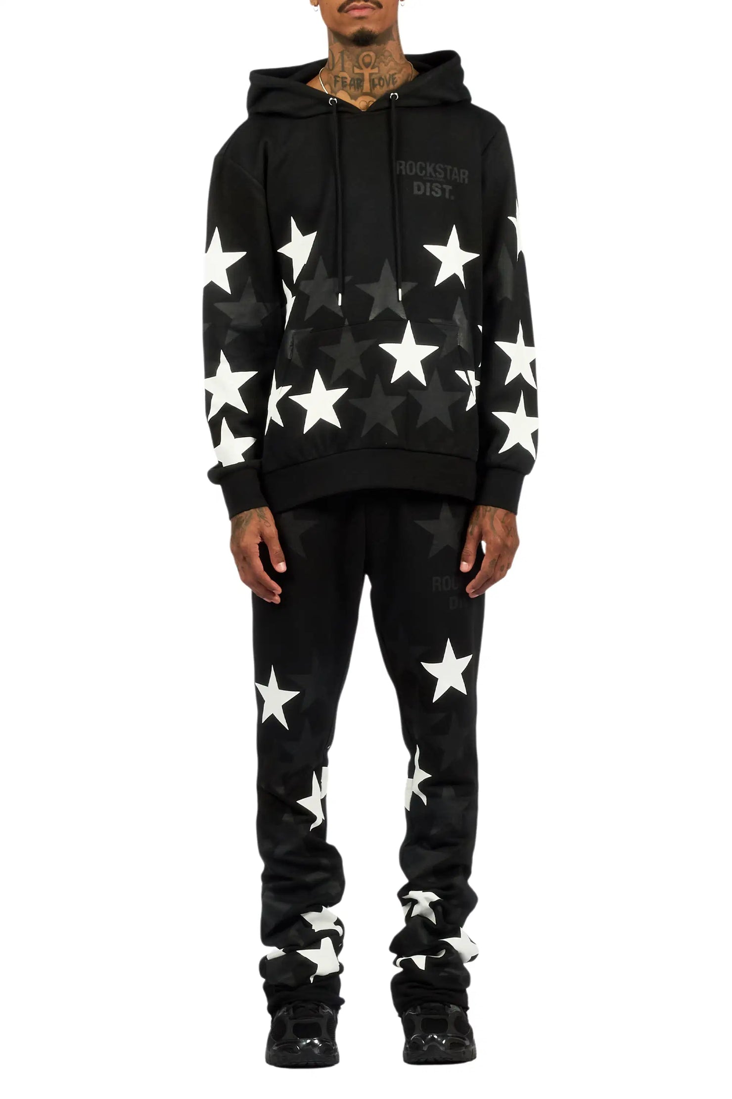 Starlane Black/White Hoodie Stacked Flare Fit Track Set