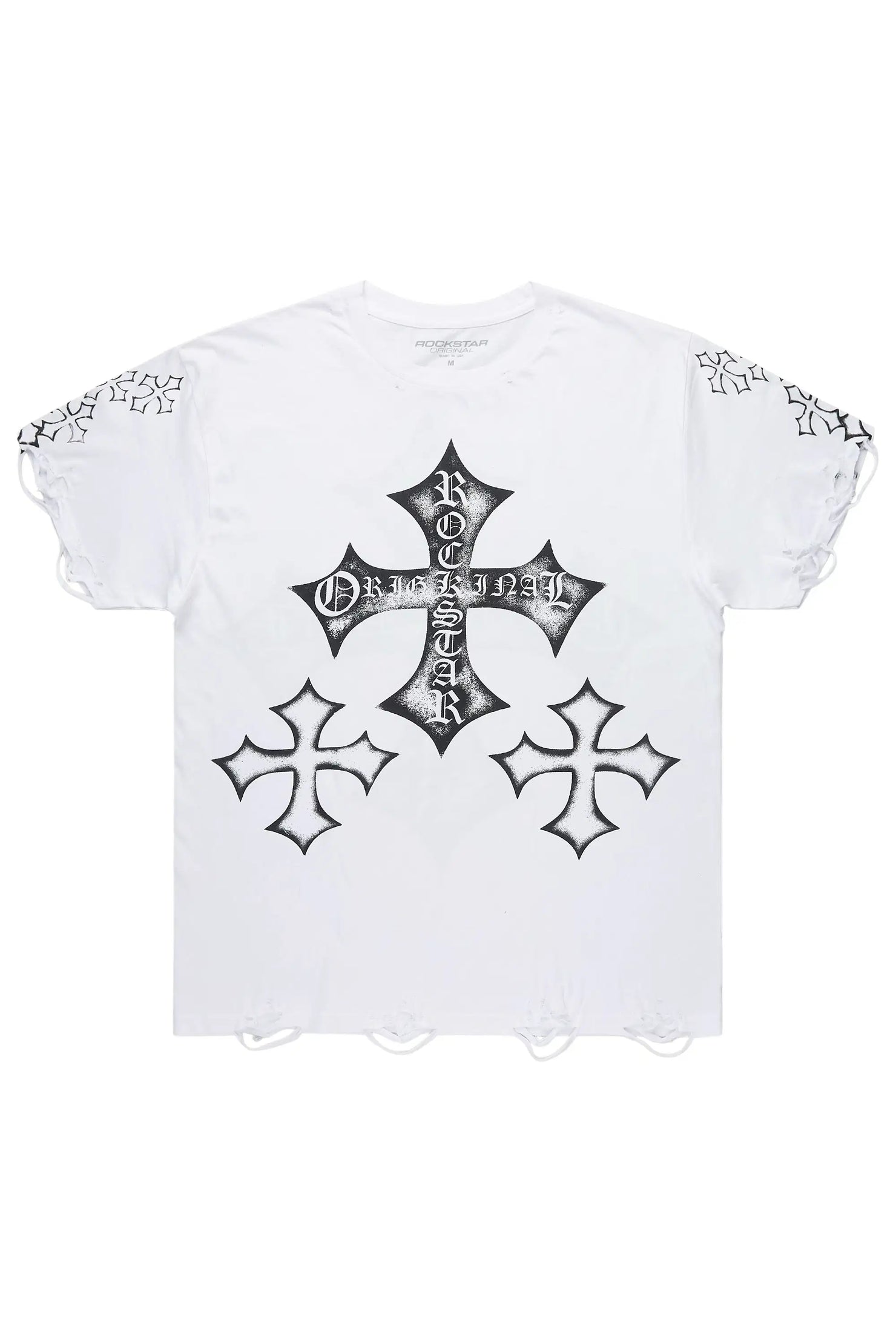 Yesha White Graphic Short Sleeve Tee Shirt
