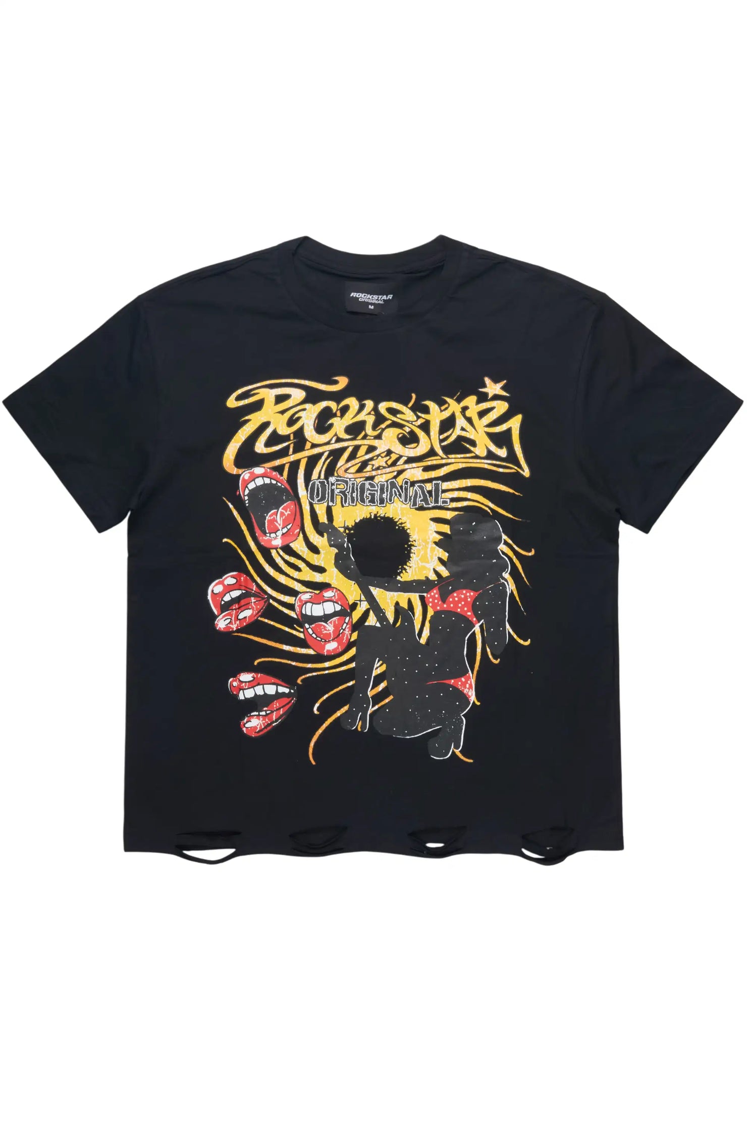 Rock n Roll Black Oversized Graphic T-Shirt