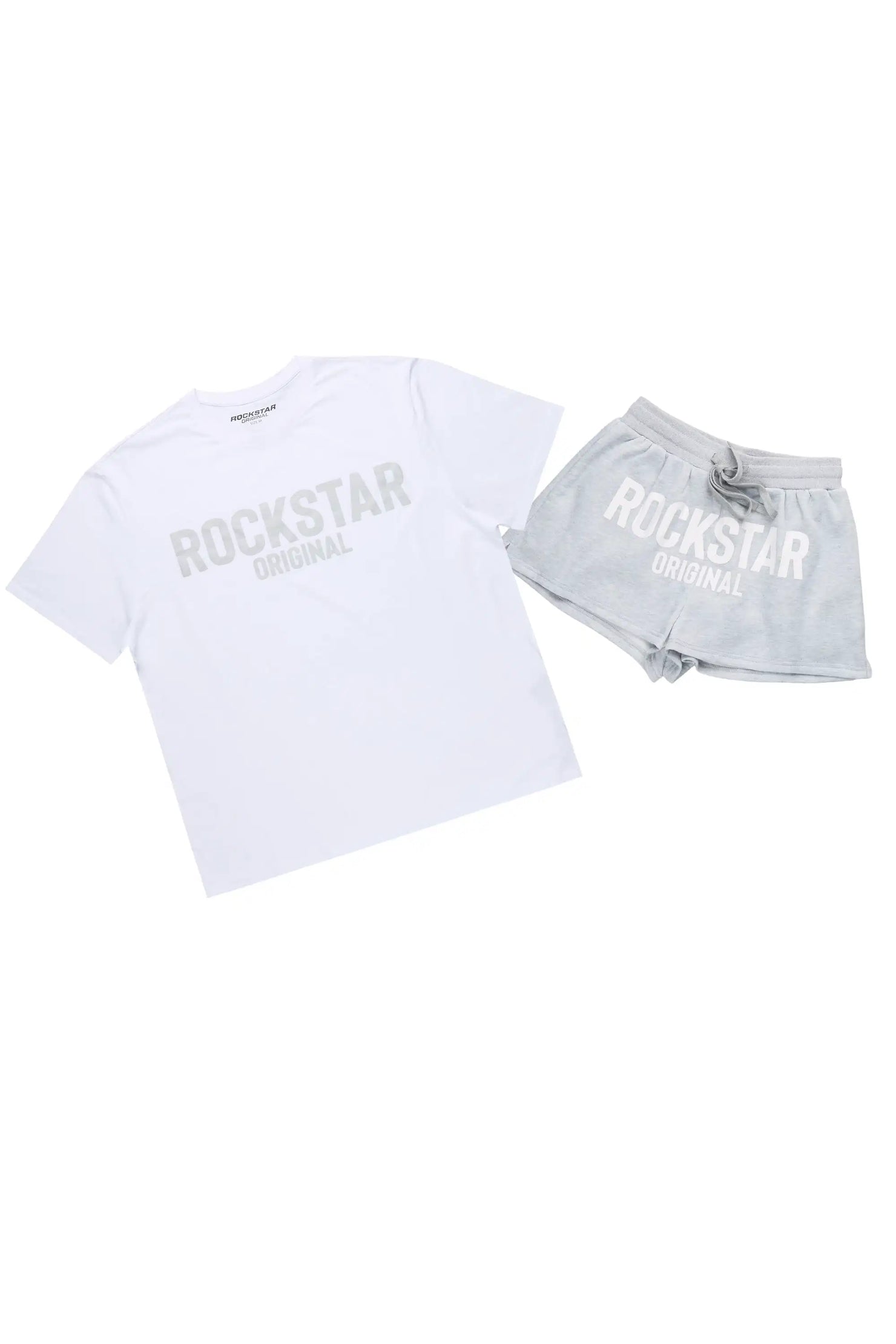 Sabrina White/Grey T-Shirt Short Set