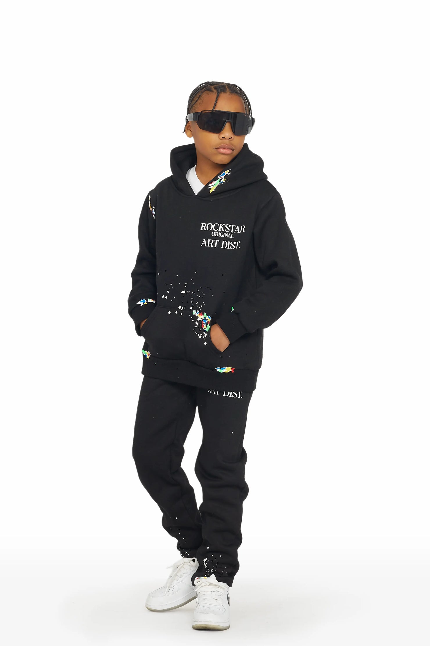Boys Palmer Black Hoodie Slim Fit Track Set Rockstar Original