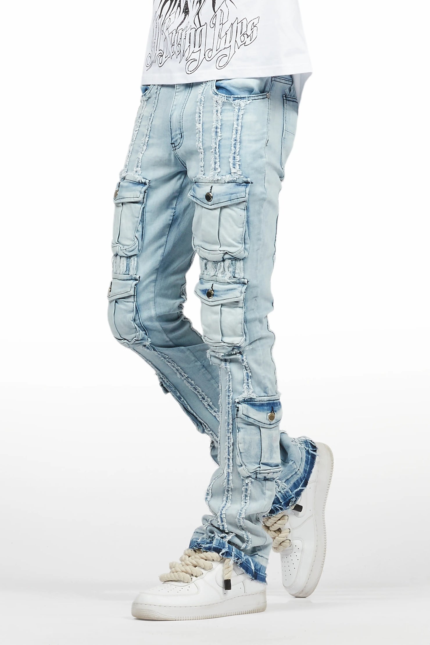 Frey Light Blue Stacked Flare Jean