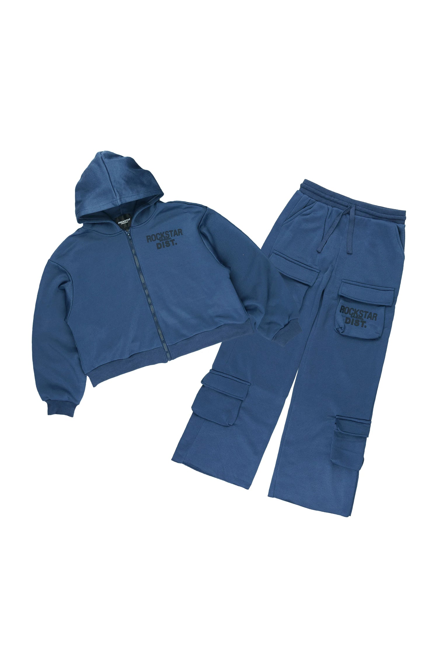 Girls Mauricia Navy Crop Baggy Track Set