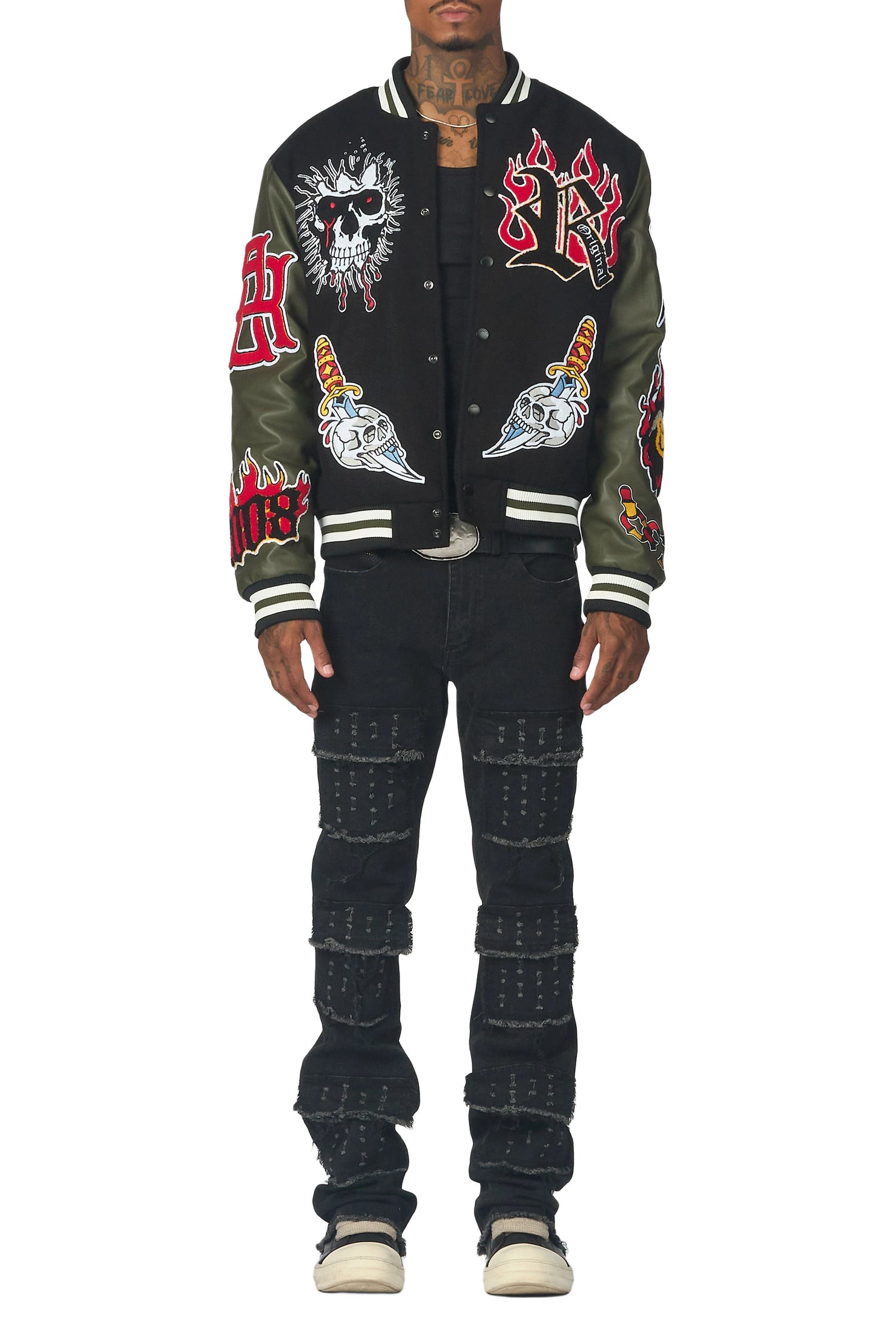 Dezso Black Stacked Flare Jean