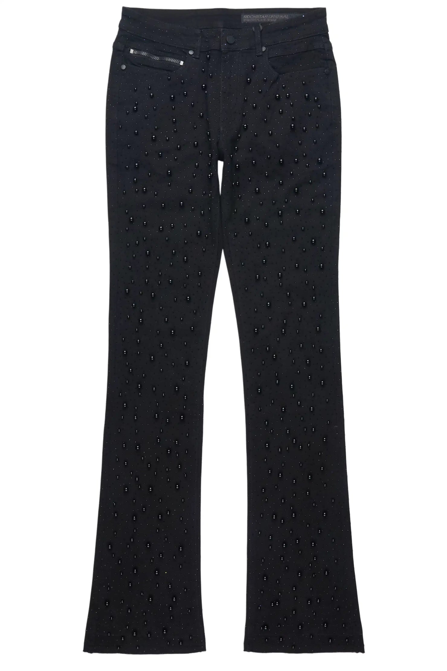 Perle Jet Black Pearl Stacked Flare Jean