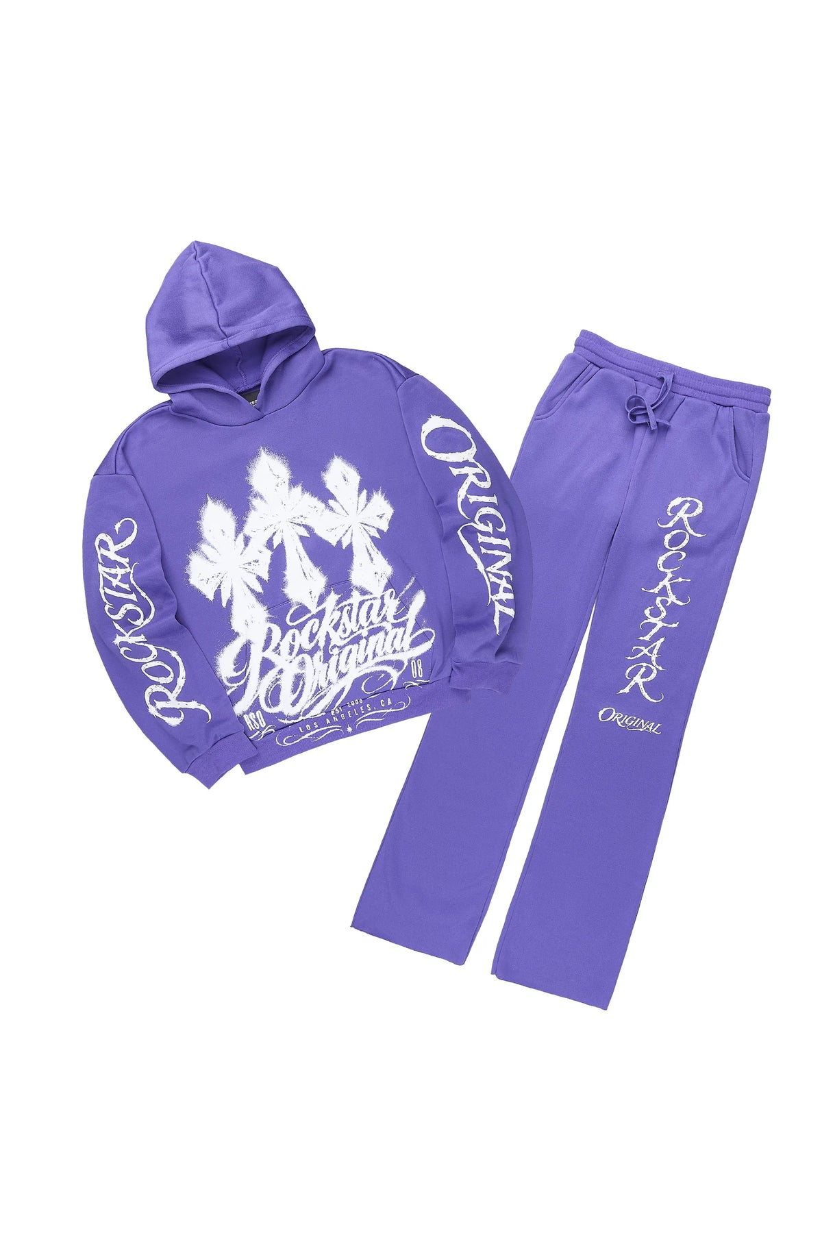 Boys Caltrop Purple/White Stacked Hoodie Track Set