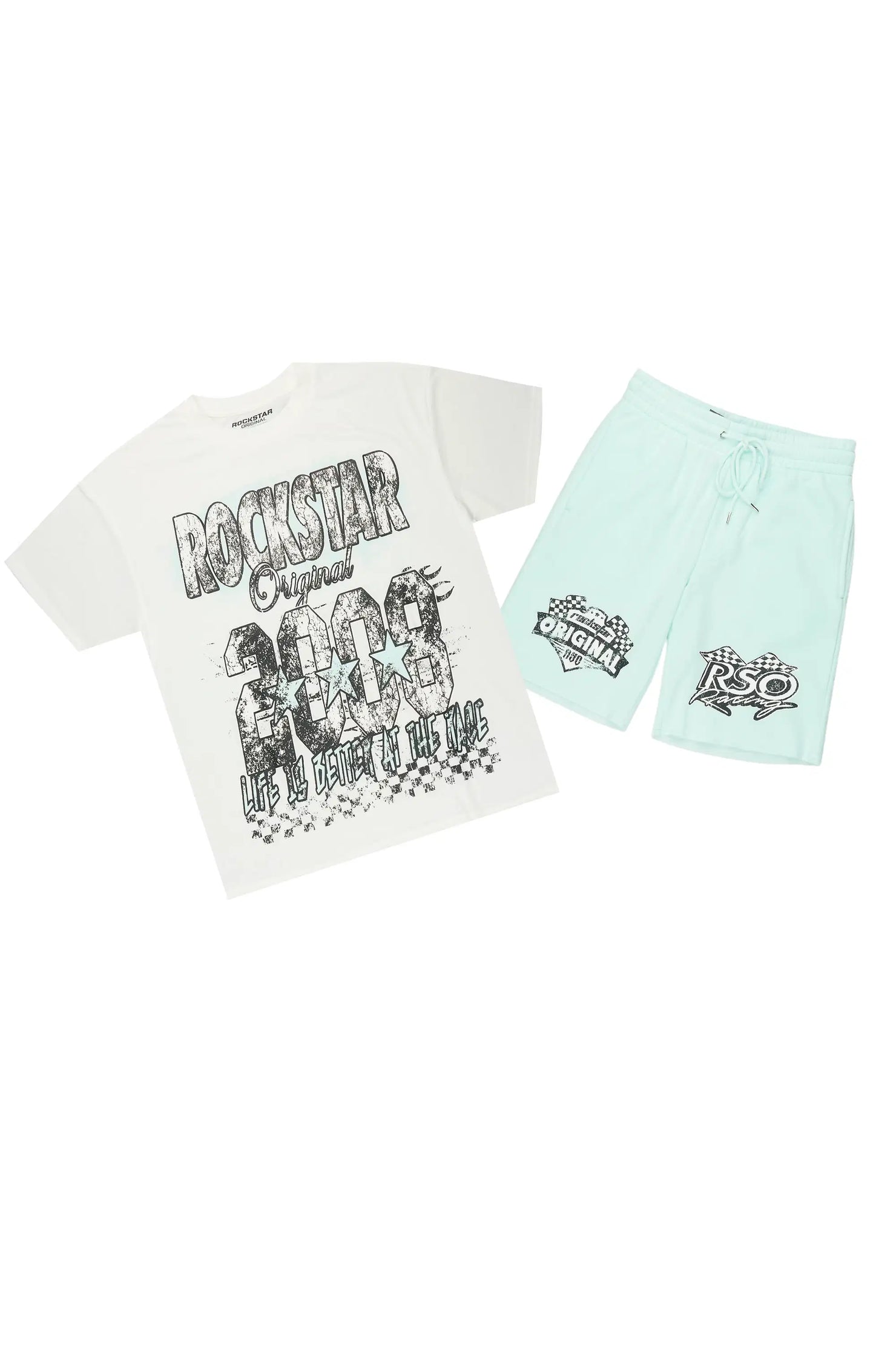 Racing Grung White/Mint Graphic T-Shirt Short Set