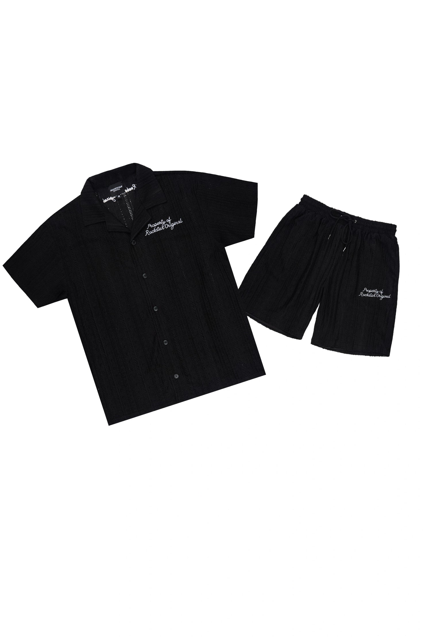 Zyaire Black Button Down Shirt/Short Set
