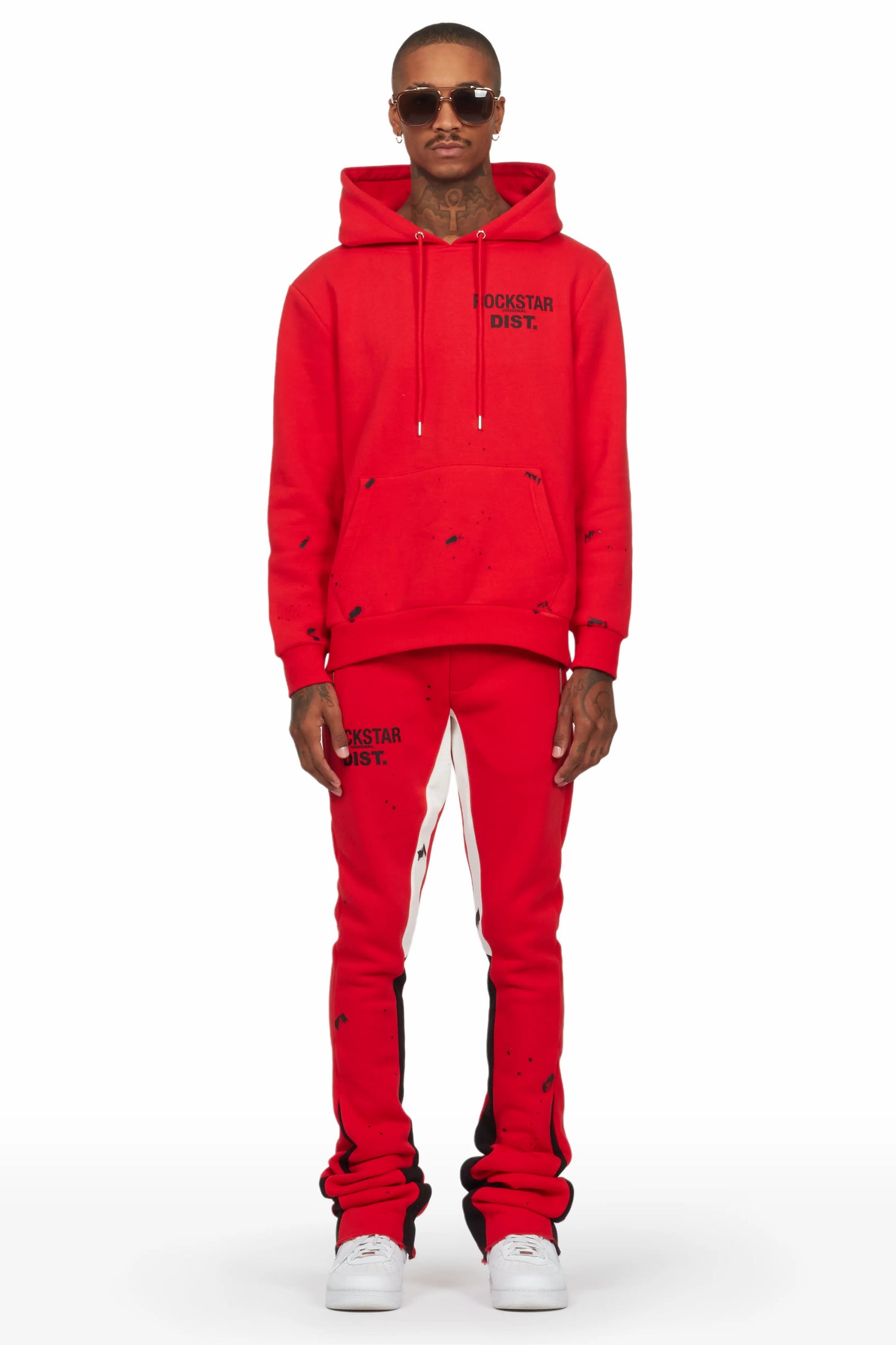 Raffer Red Hoodie/Super Stacked Flare Pant Set
