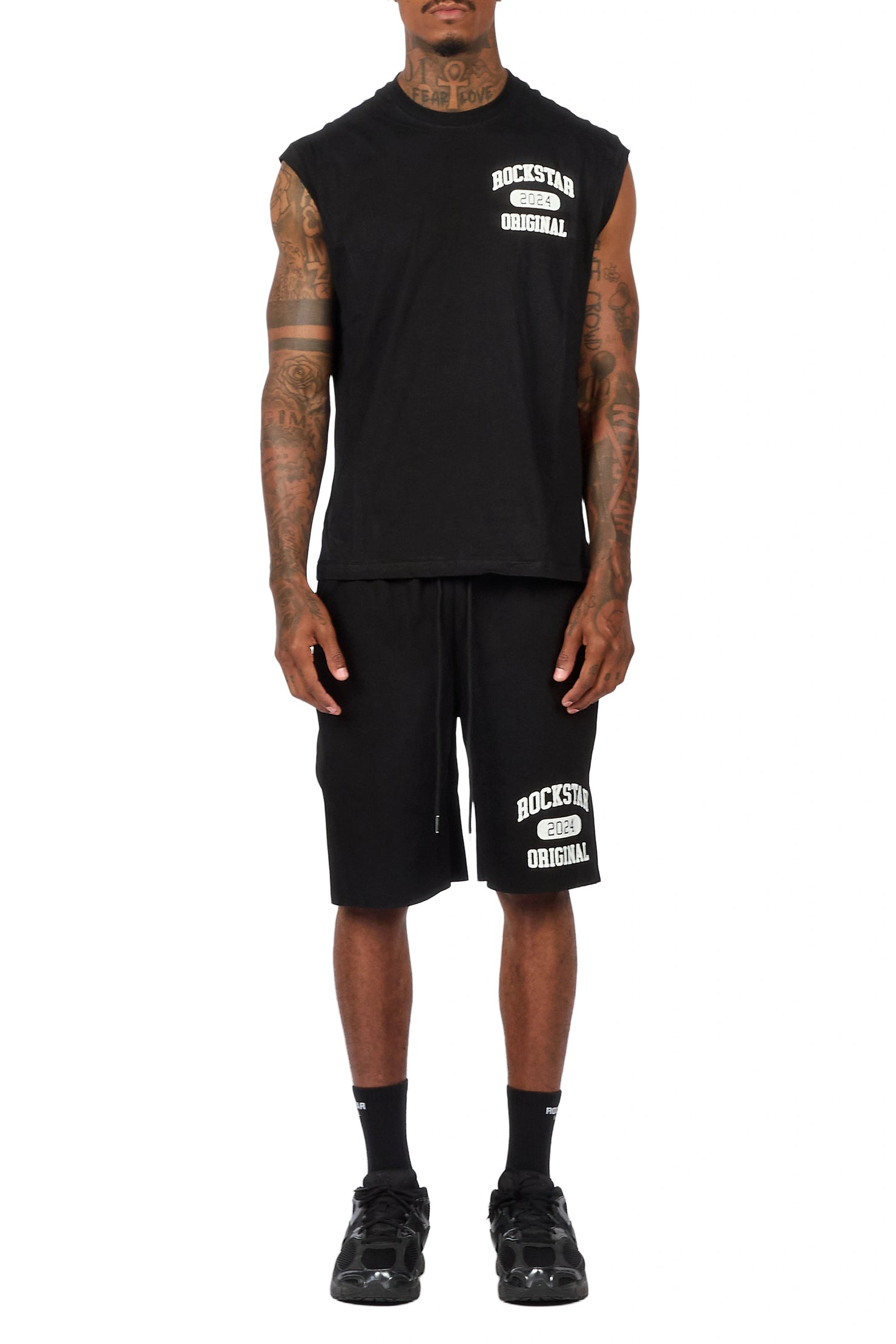 Lex Black Cut Sleeve T-Shirt/Short Set