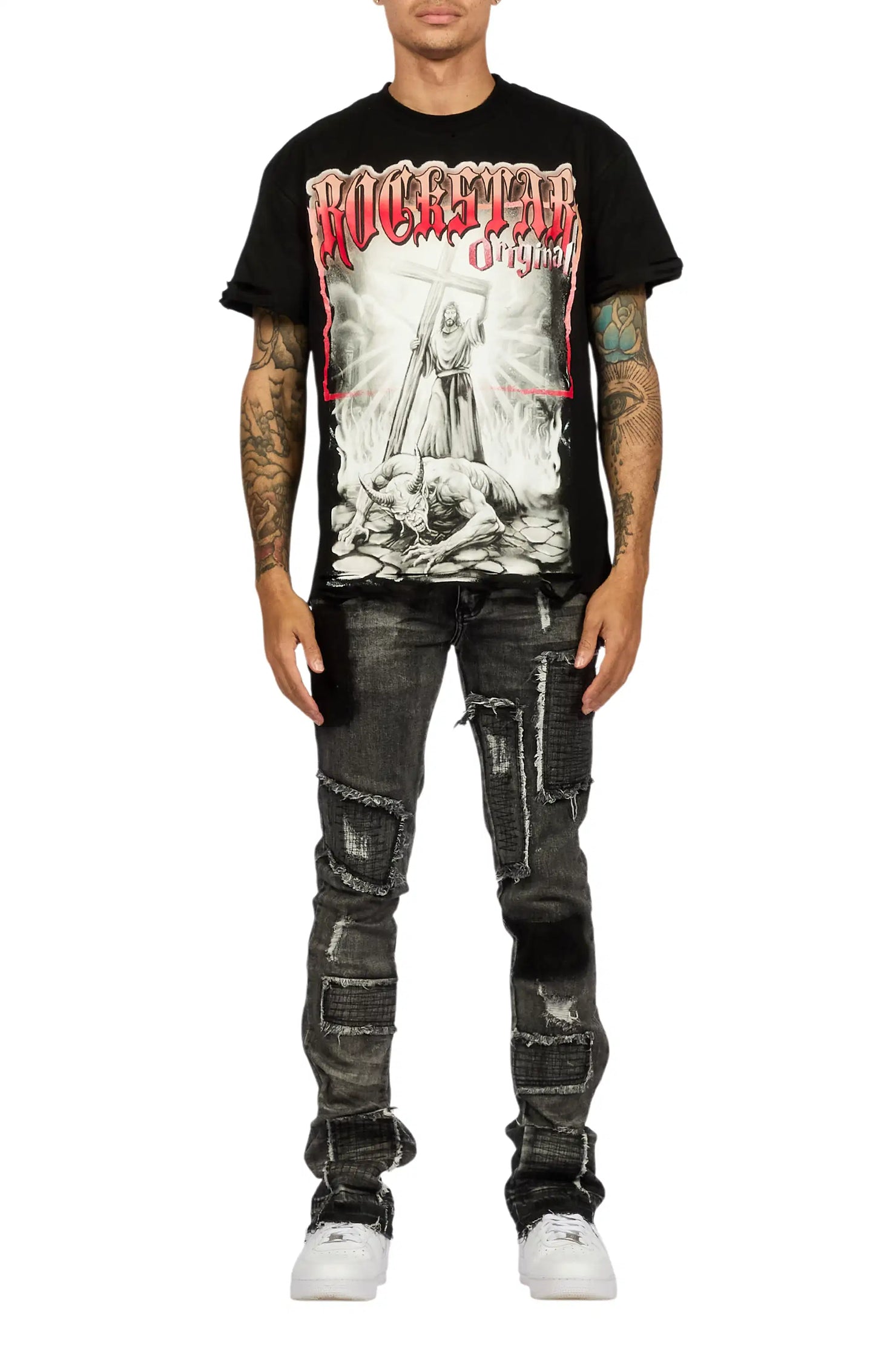 Raglord Dark Grey Stacked Flare Jean