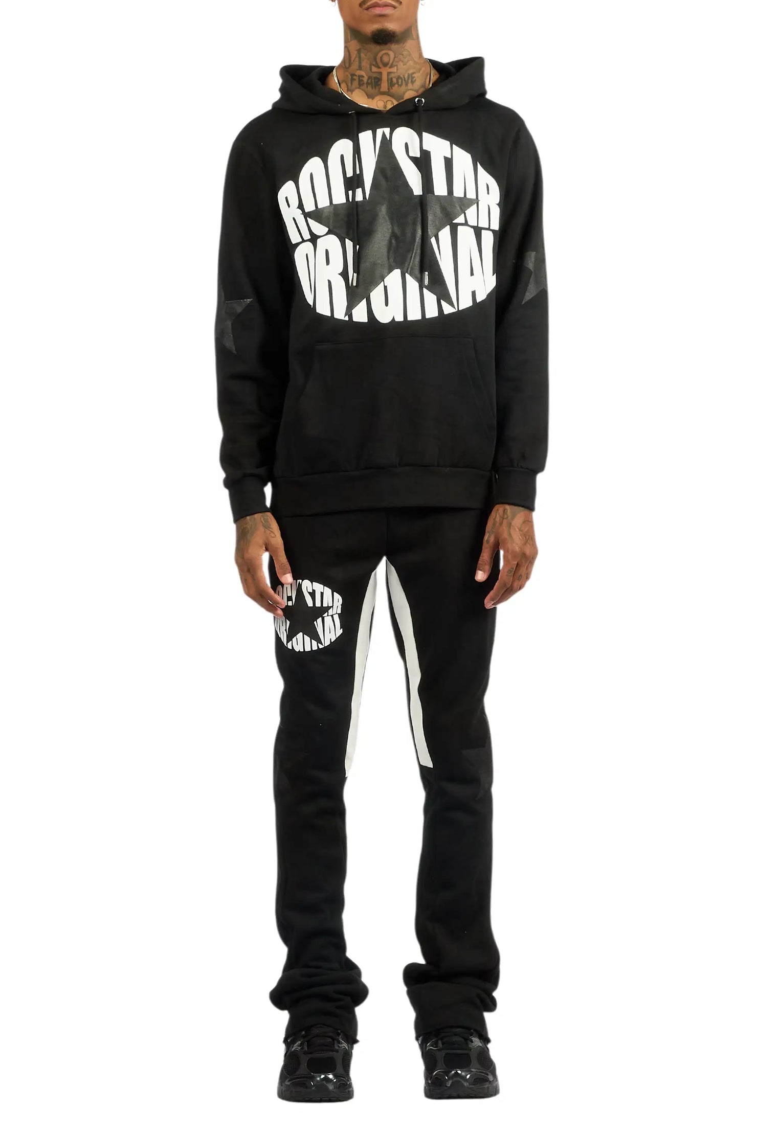 States Black/Black Hoodie Stacked Flare Track Set