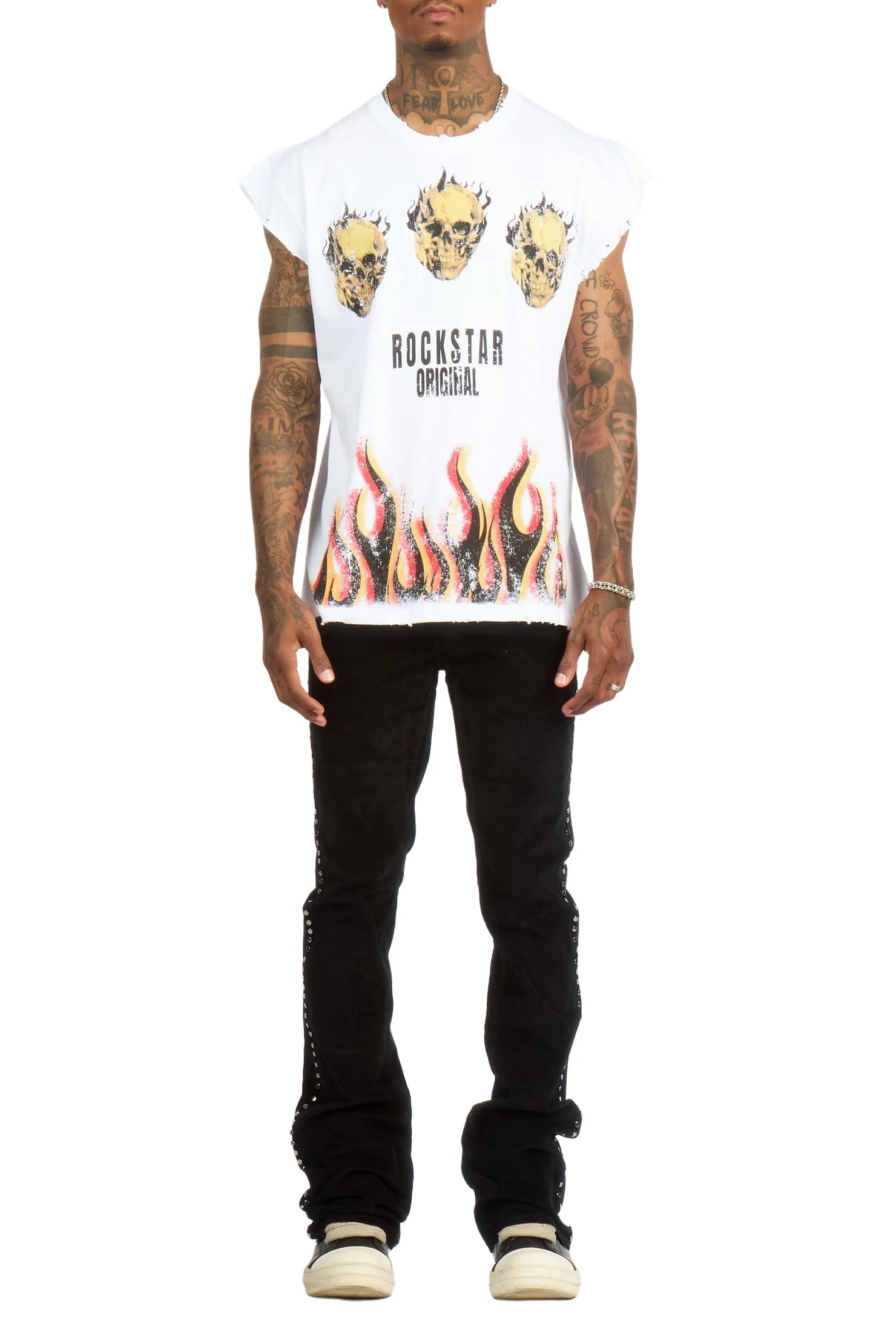 Vaile Jet Black Studded Stacked Flare Jean