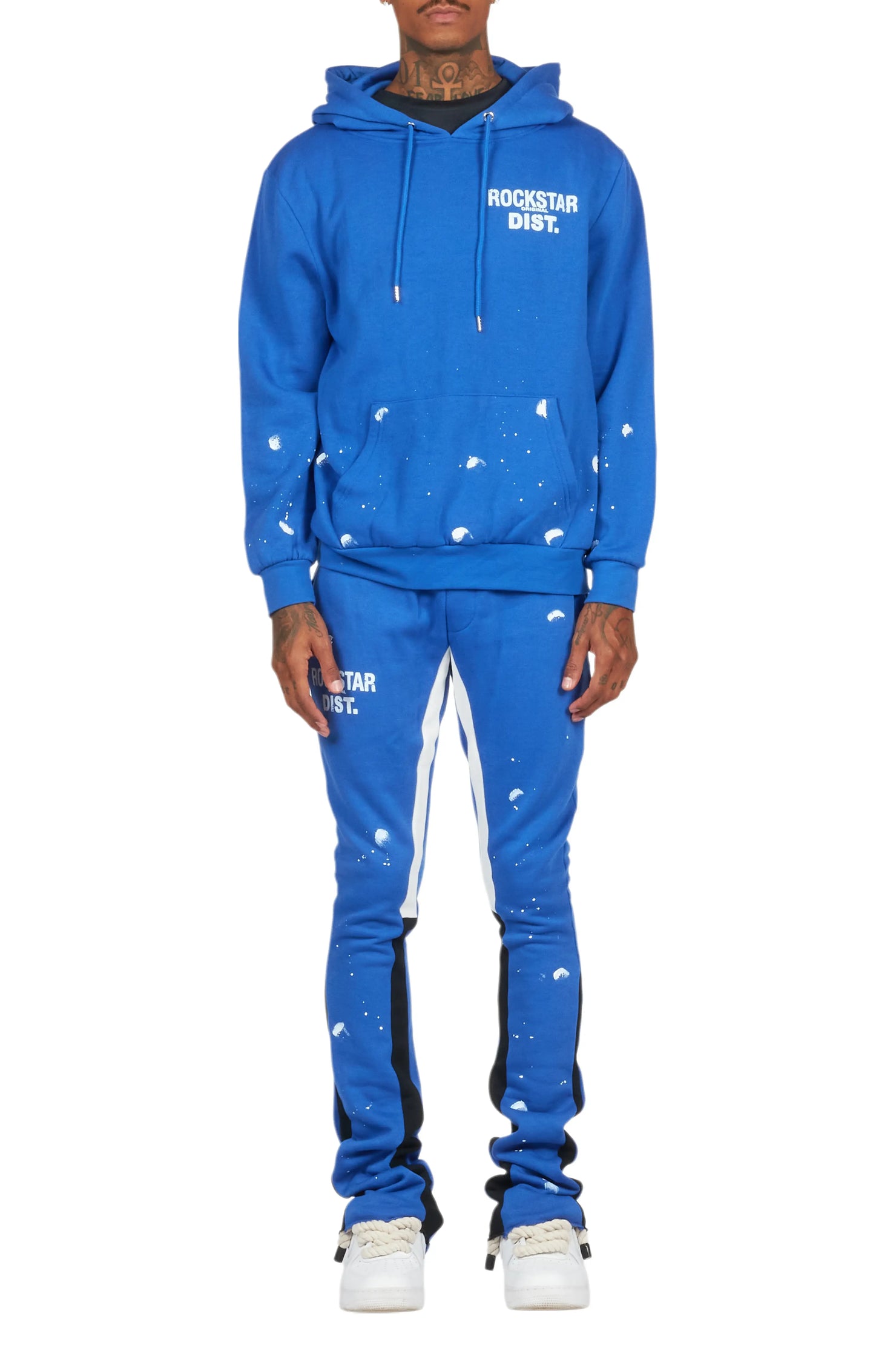 Raffer Royal Blue Hoodie/Stacked Flare Pant Set