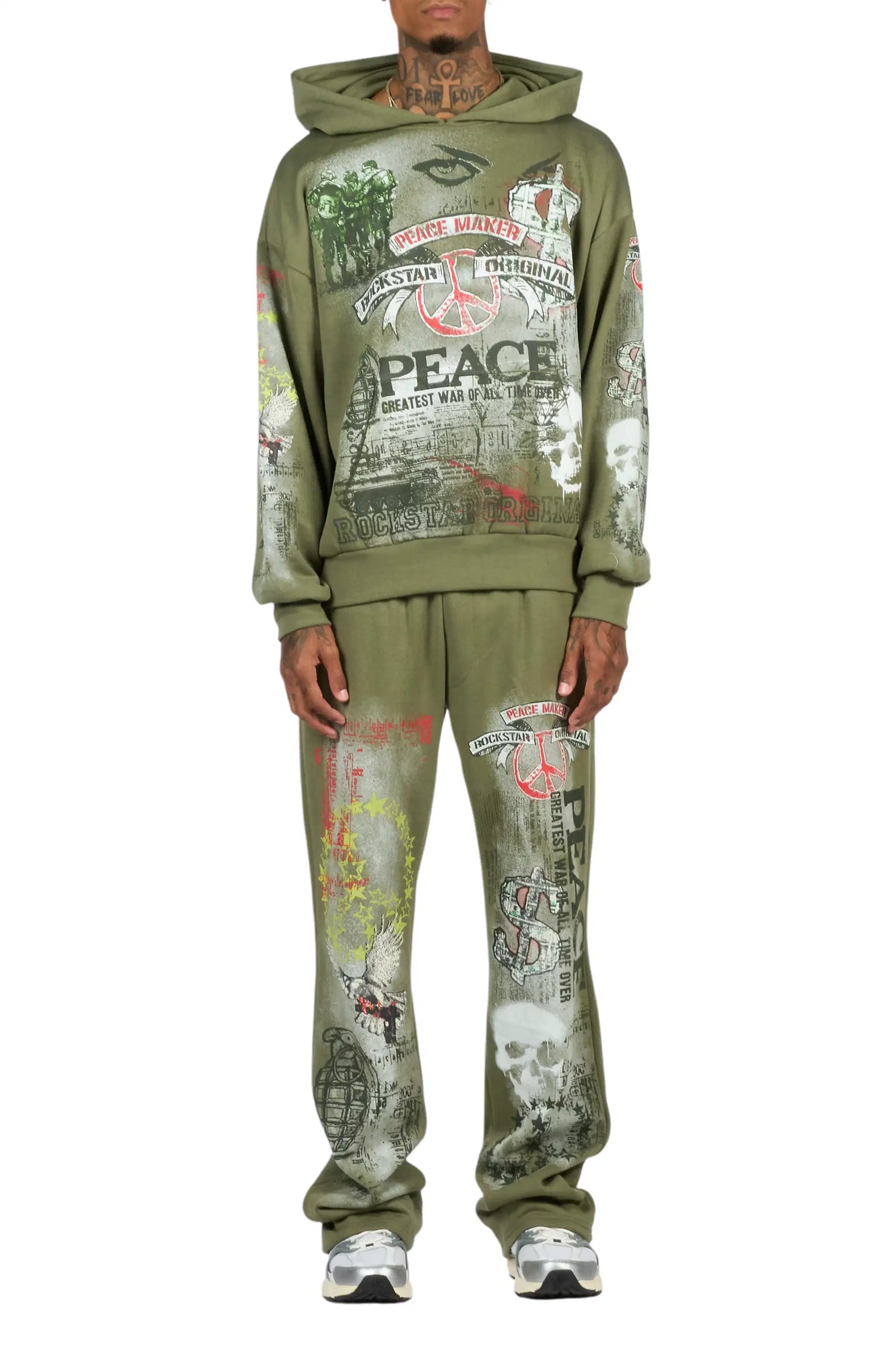 Seiko Army Green Hoodie Baggy Track Set