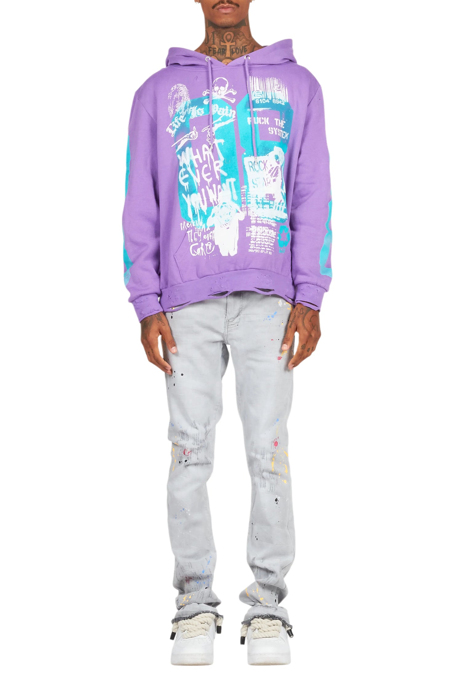 Grill Purple Distressed Graphic Hoodie