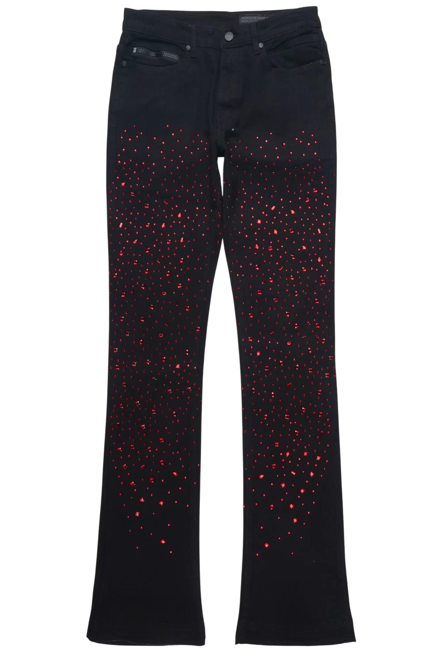 Twinkle Black Rhinestone Stacked Flare Jean
