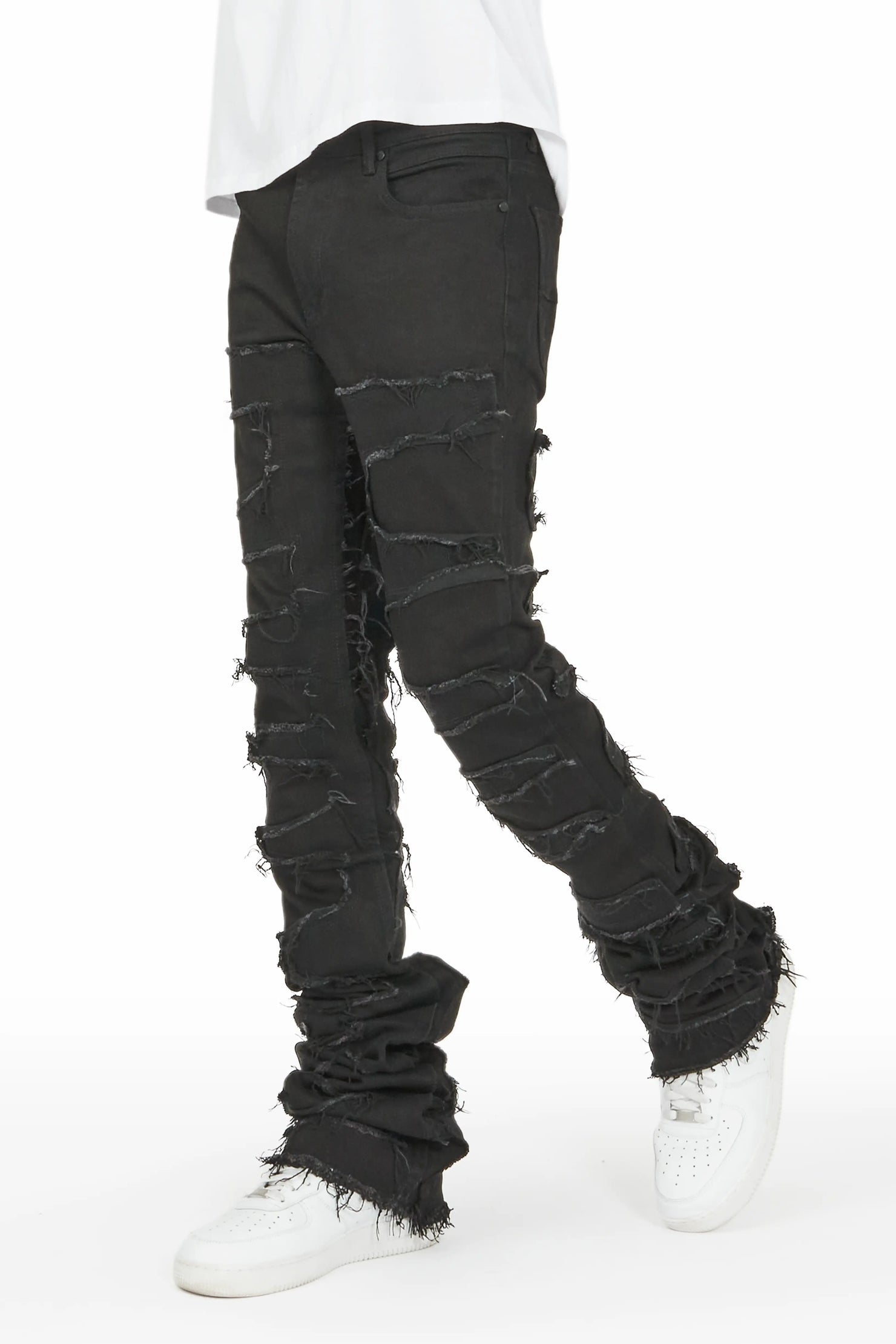 Hallie Black Super Stacked Flare Jean