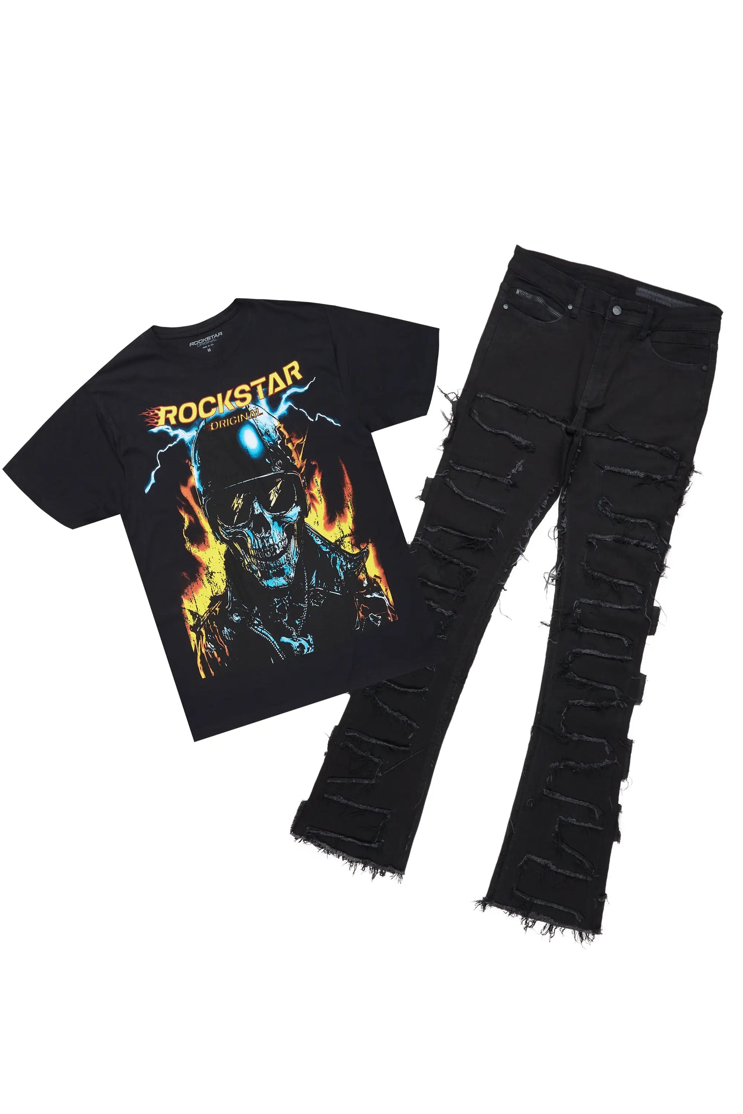 Balius Black T-Shirt/Stacked Flare Jean Bundle
