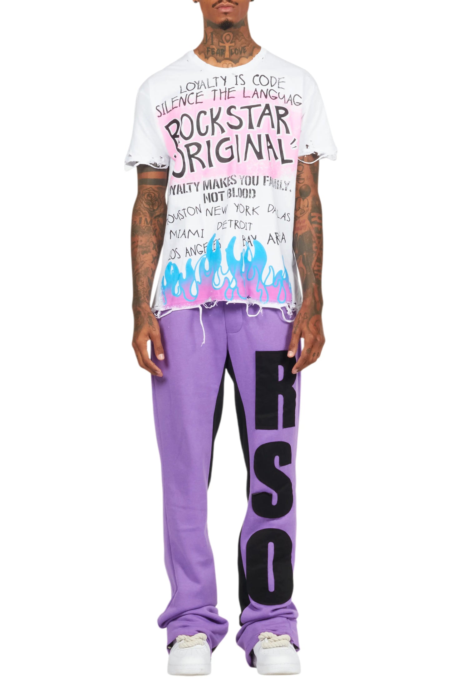 Uko Purple Stacked Baggy Track Pant