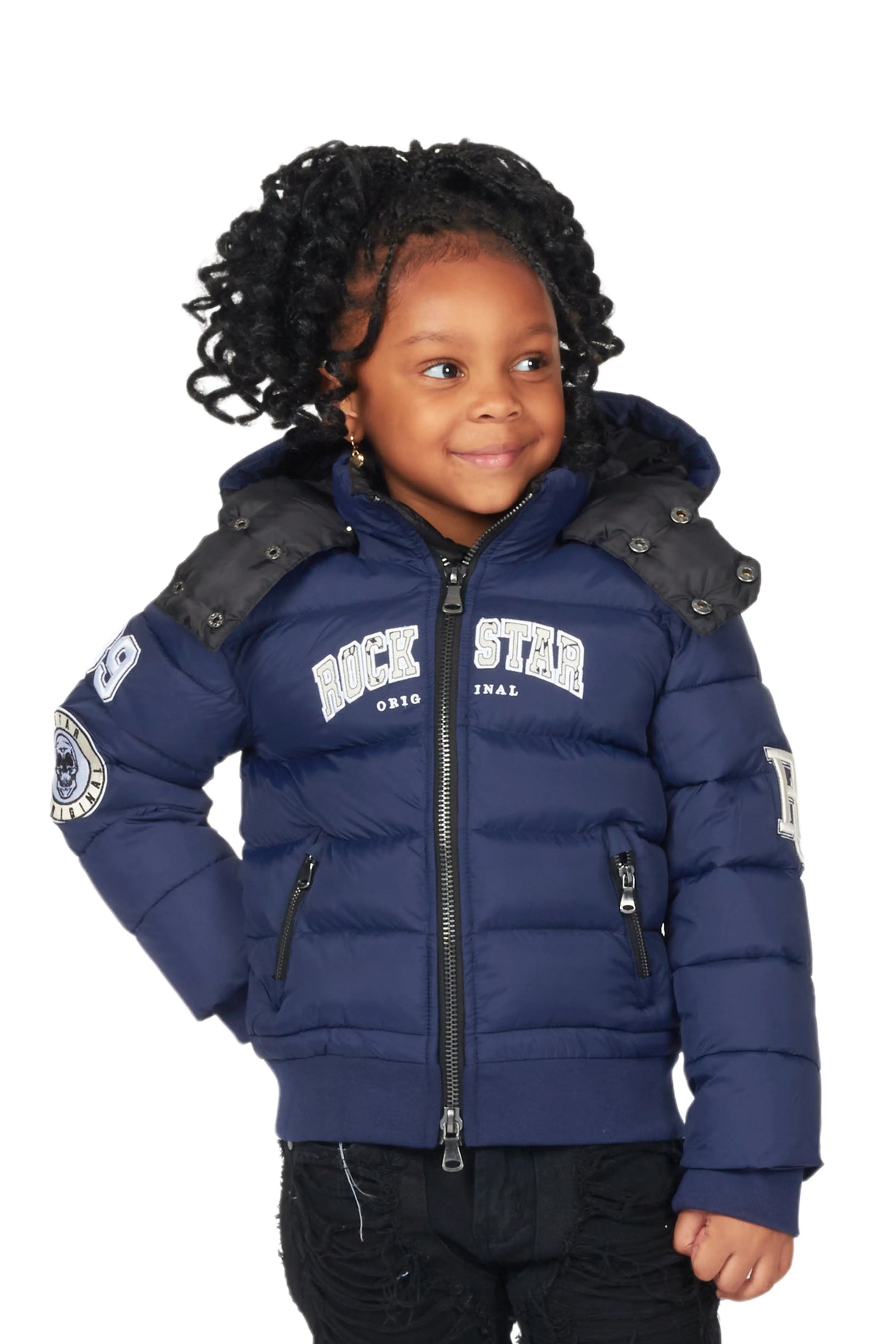 Girls Bronia Navy Puffer Jacket