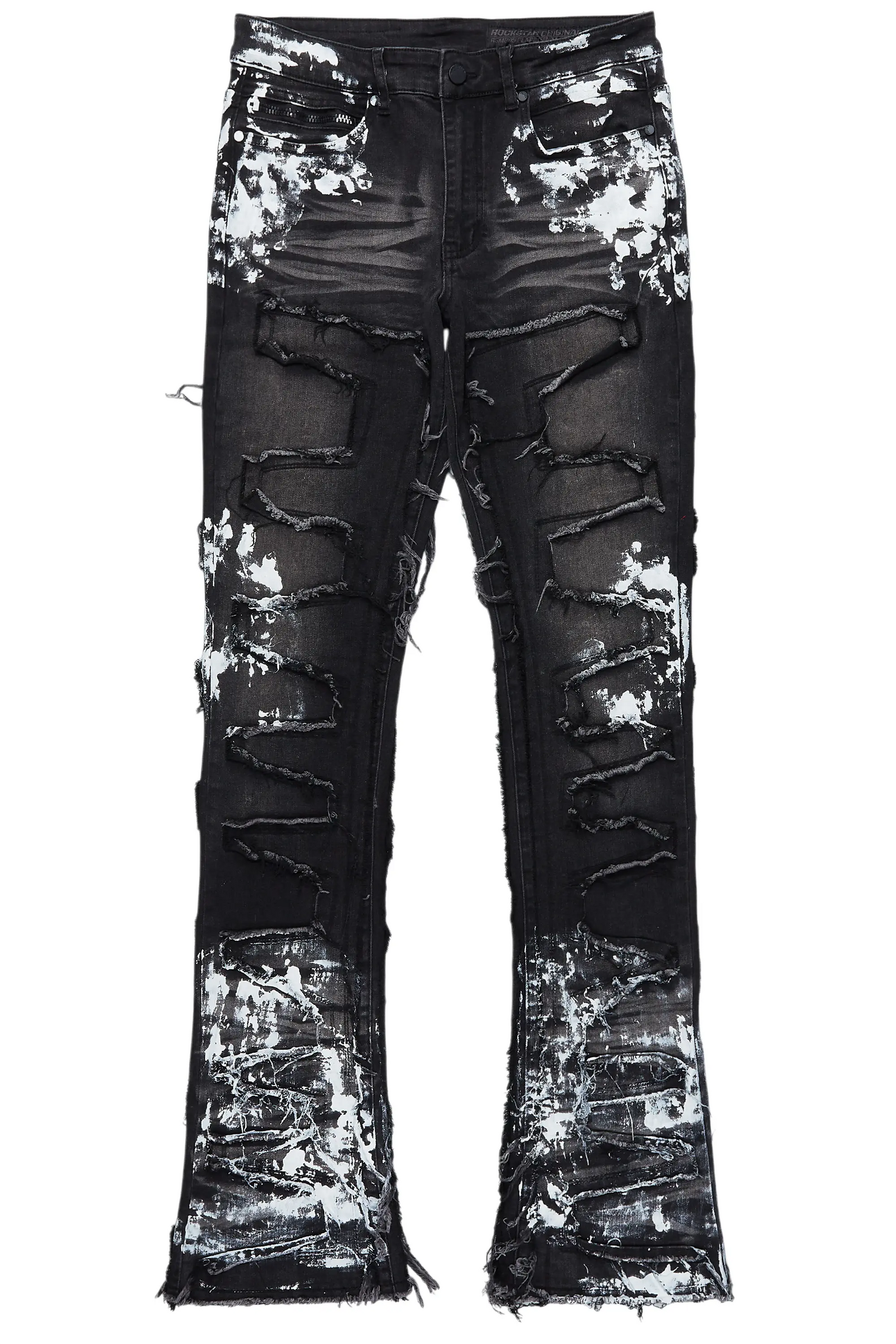 Kodak Grey/White Painter Stacked Flare Fringe Jean