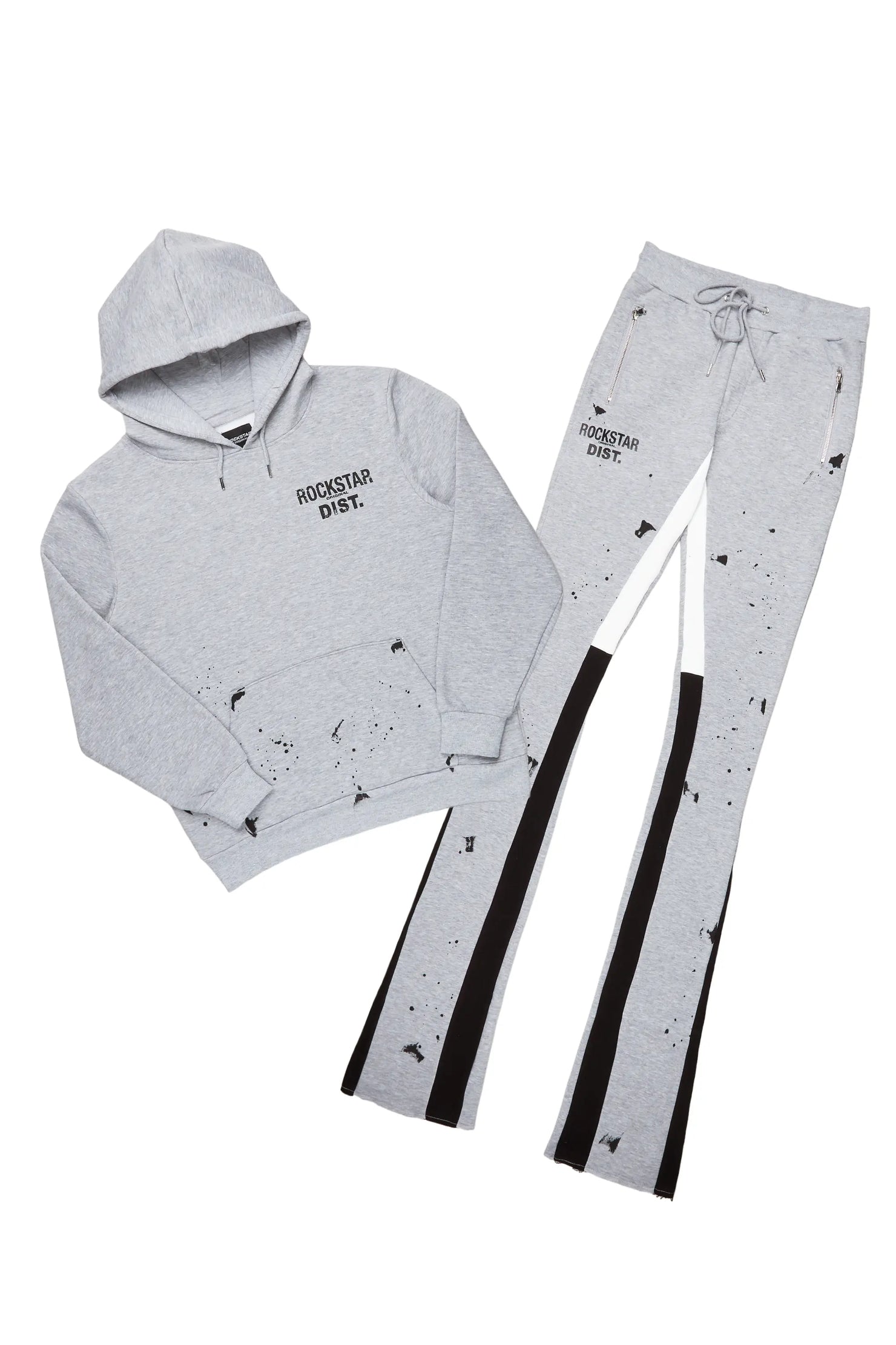 Raffer Grey/White Hoodie/Super Stacked Flare Pant Set– Rockstar