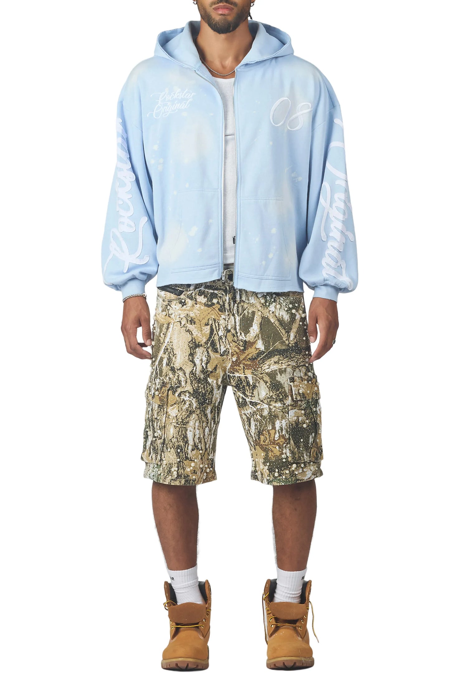 Sevyn Tree Camo Rhinestone Denim Short