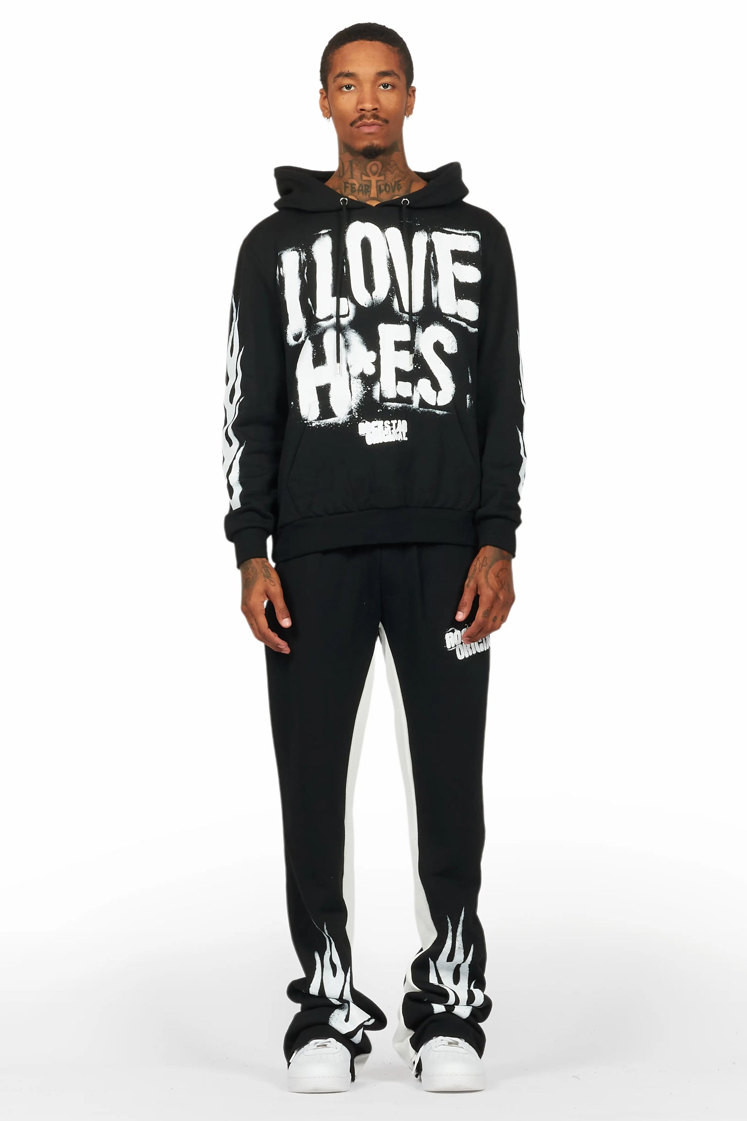 Banyan Black/White Hoodie/Baggy Fit Pant Set