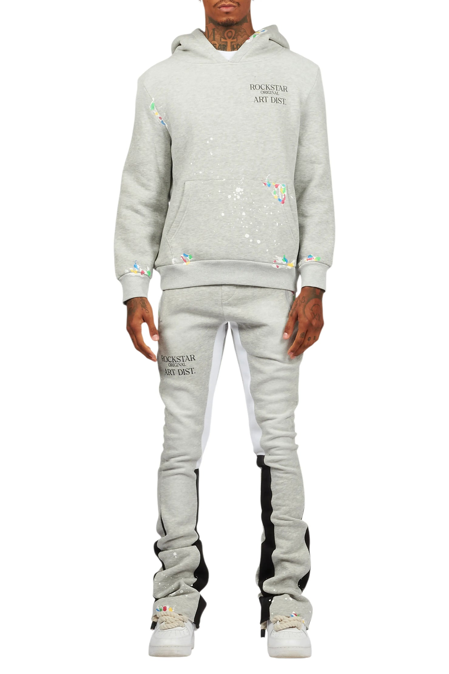 Rockstar Art Dist. Heather Grey Hoodie/Stacked Flare Set