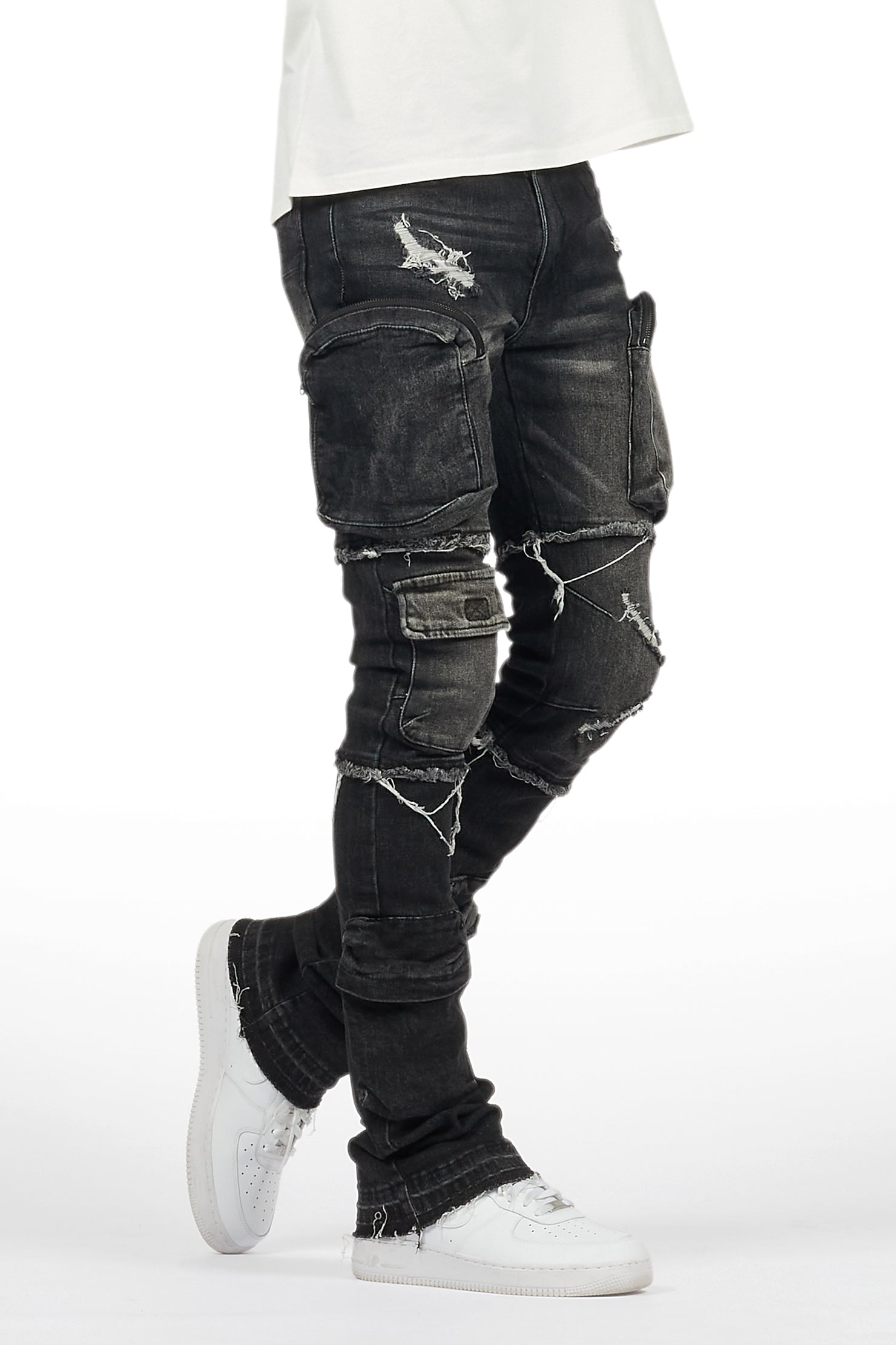 Shift Dark Grey Stacked Flare Jean