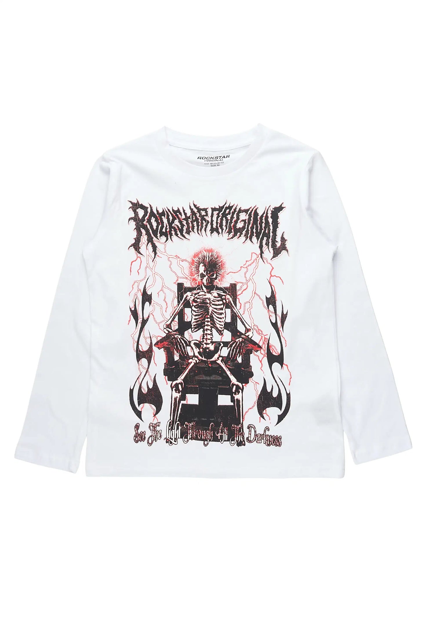Boys Dethrown White/Black Long Sleeve Graphic T-Shirt