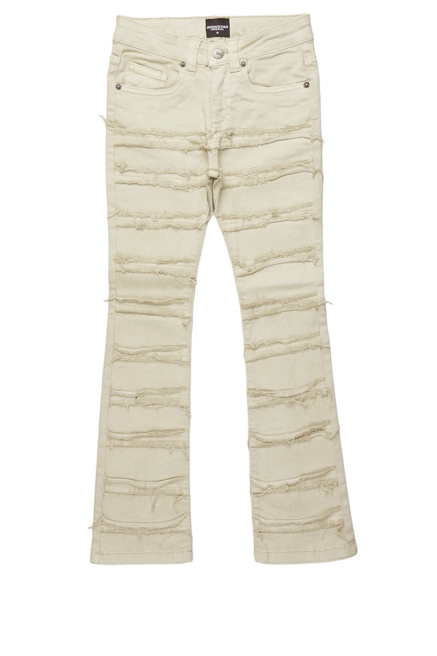 Girls Aynna Cream Stacked Flare Jean