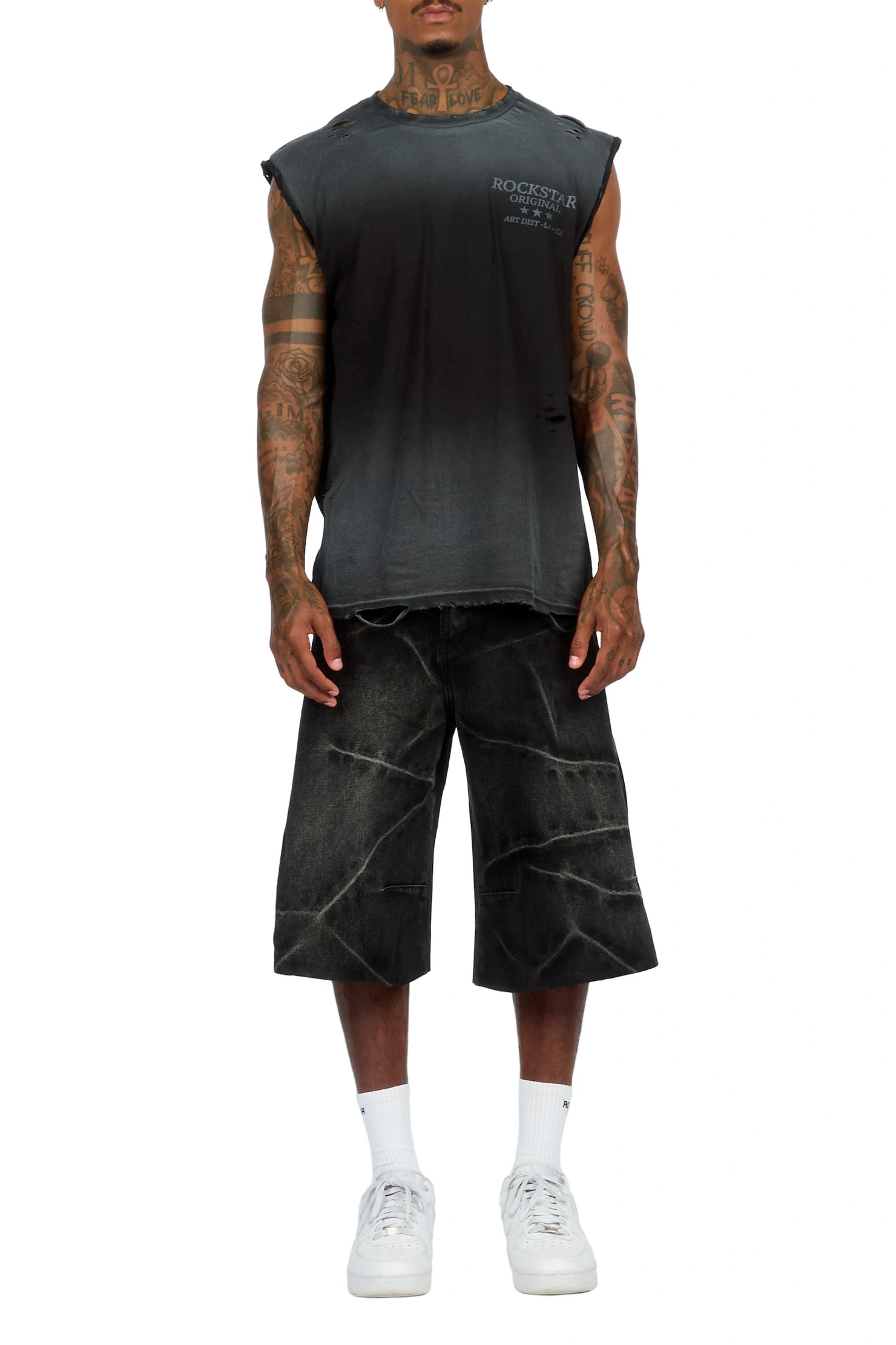 Kembi Black/ Dark Grey Oversized Graphic T-Shirt & Harlem Jean Short