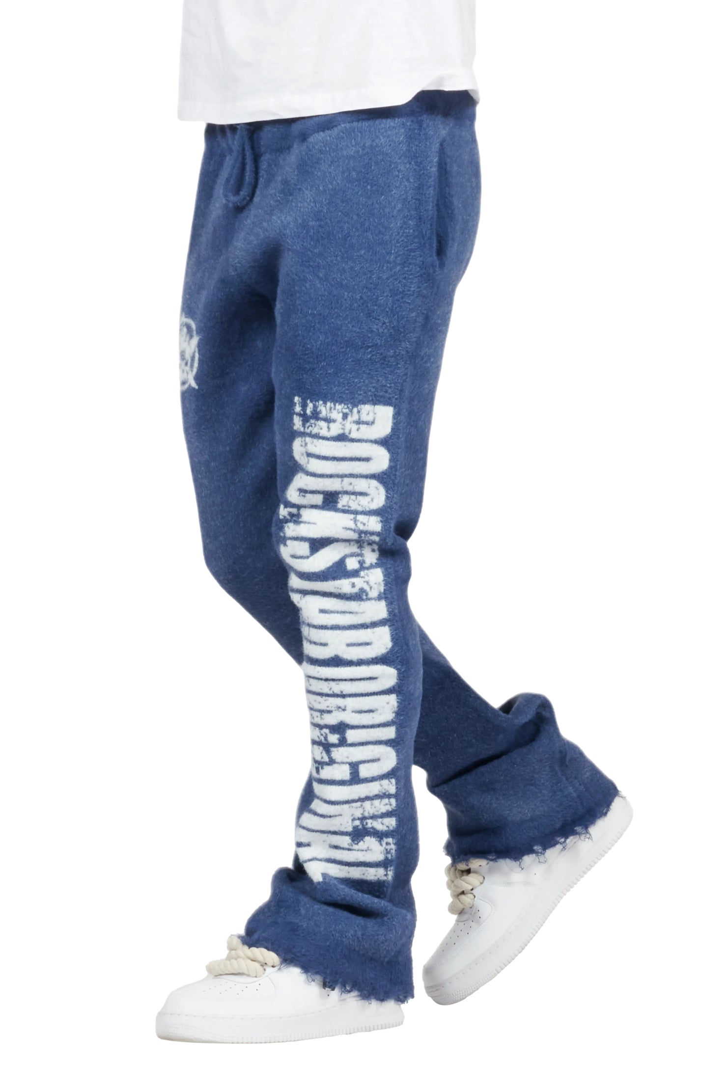 Keve Navy Knitted Mohair Flare Sweat Pant