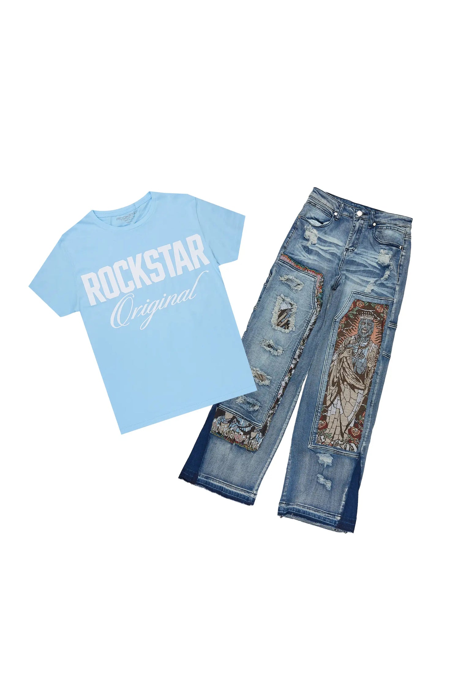 Boys Jett Light Blue T-Shirt Baggy Jean Set